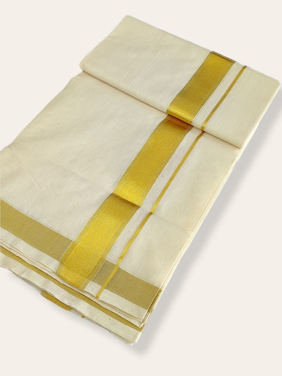 Premium Wedding Handloom Balaramapuram Unaakupaavu Kasavu Mundu for Men