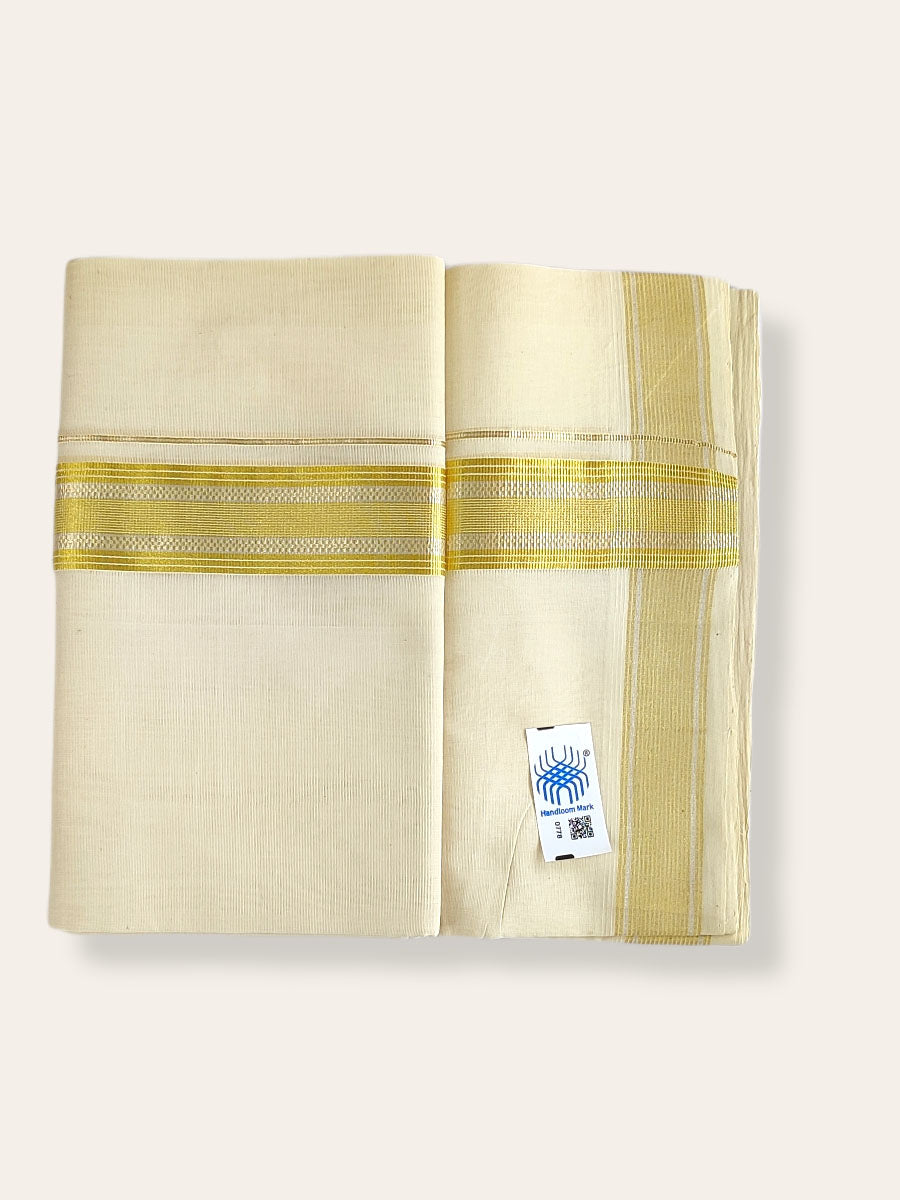 Premium Wedding Handloom Balaramapuram Unaakupaavu Kasavu Mundu for Men