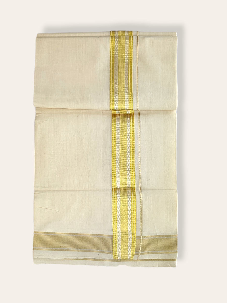 Premium Wedding Handloom Balaramapuram Unaakupaavu Kasavu Mundu for Men