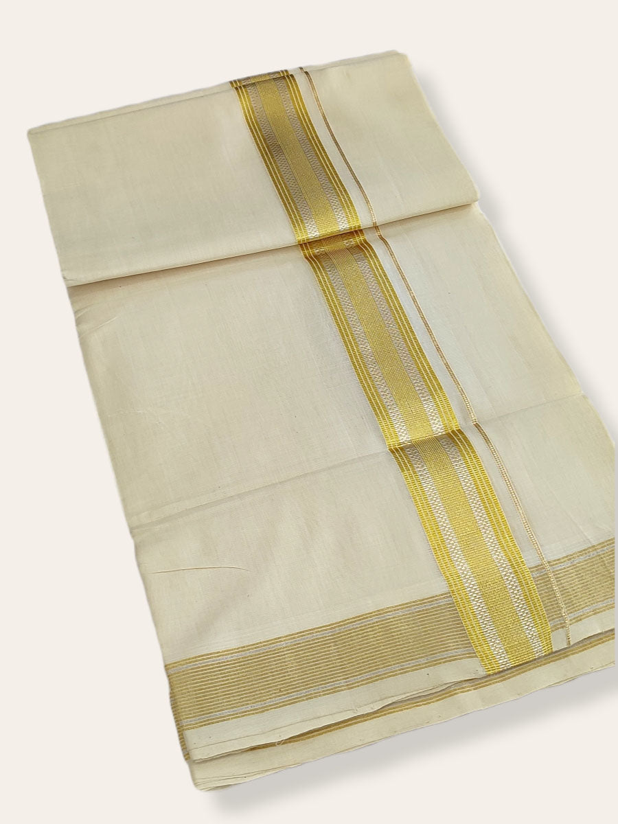 Premium Wedding Handloom Balaramapuram Unaakupaavu Kasavu Mundu for Men