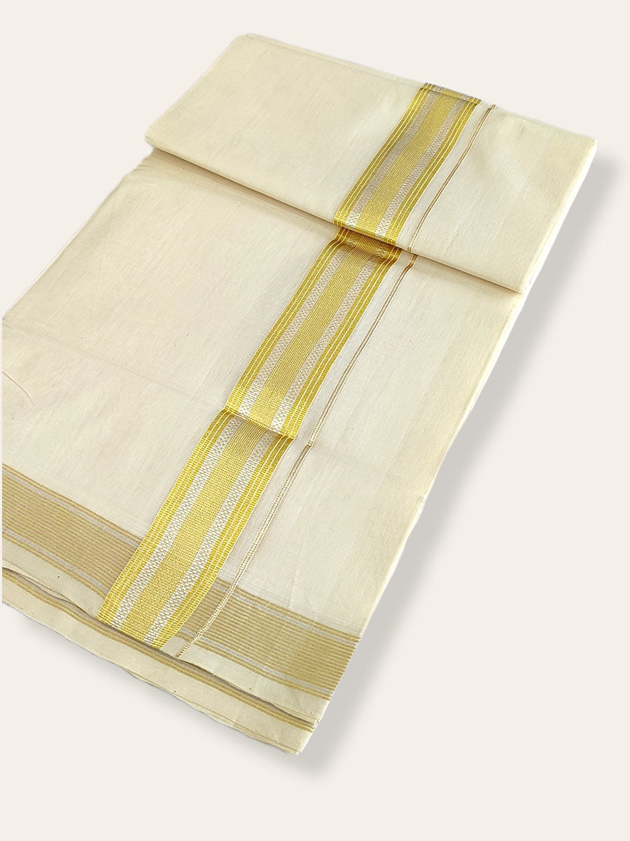 Premium Wedding Handloom Balaramapuram Unaakupaavu Kasavu Mundu for Men