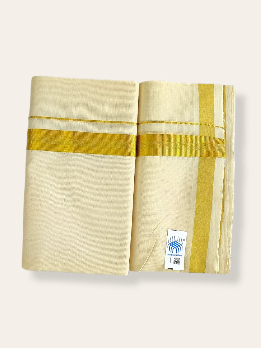 Premium Wedding Handloom Balaramapuram Unaakupaavu Kasavu Mundu for Men