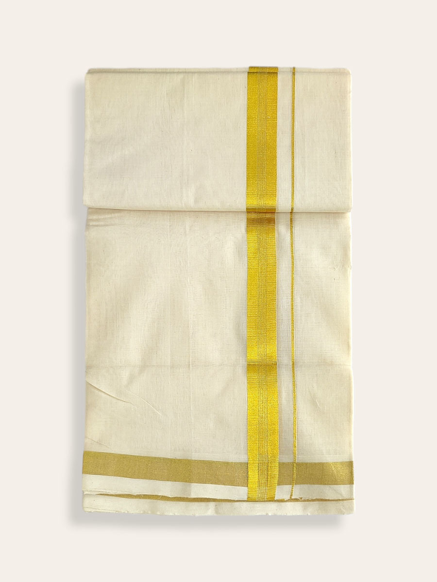 Premium Wedding Handloom Balaramapuram Unaakupaavu Kasavu Mundu for Men