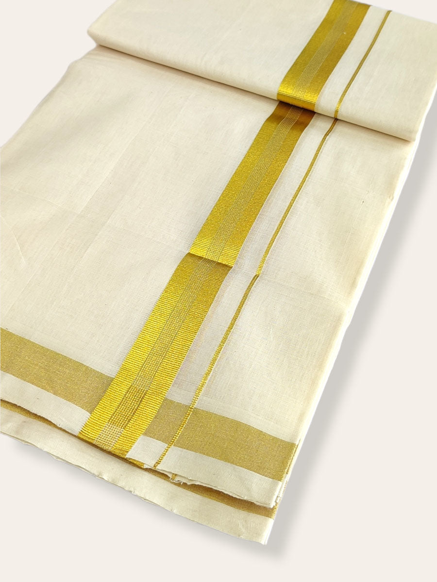 Premium Wedding Handloom Balaramapuram Unaakupaavu Kasavu Mundu for Men