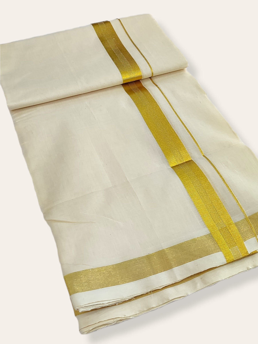 Premium Wedding Handloom Balaramapuram Unaakupaavu Kasavu Mundu for Men