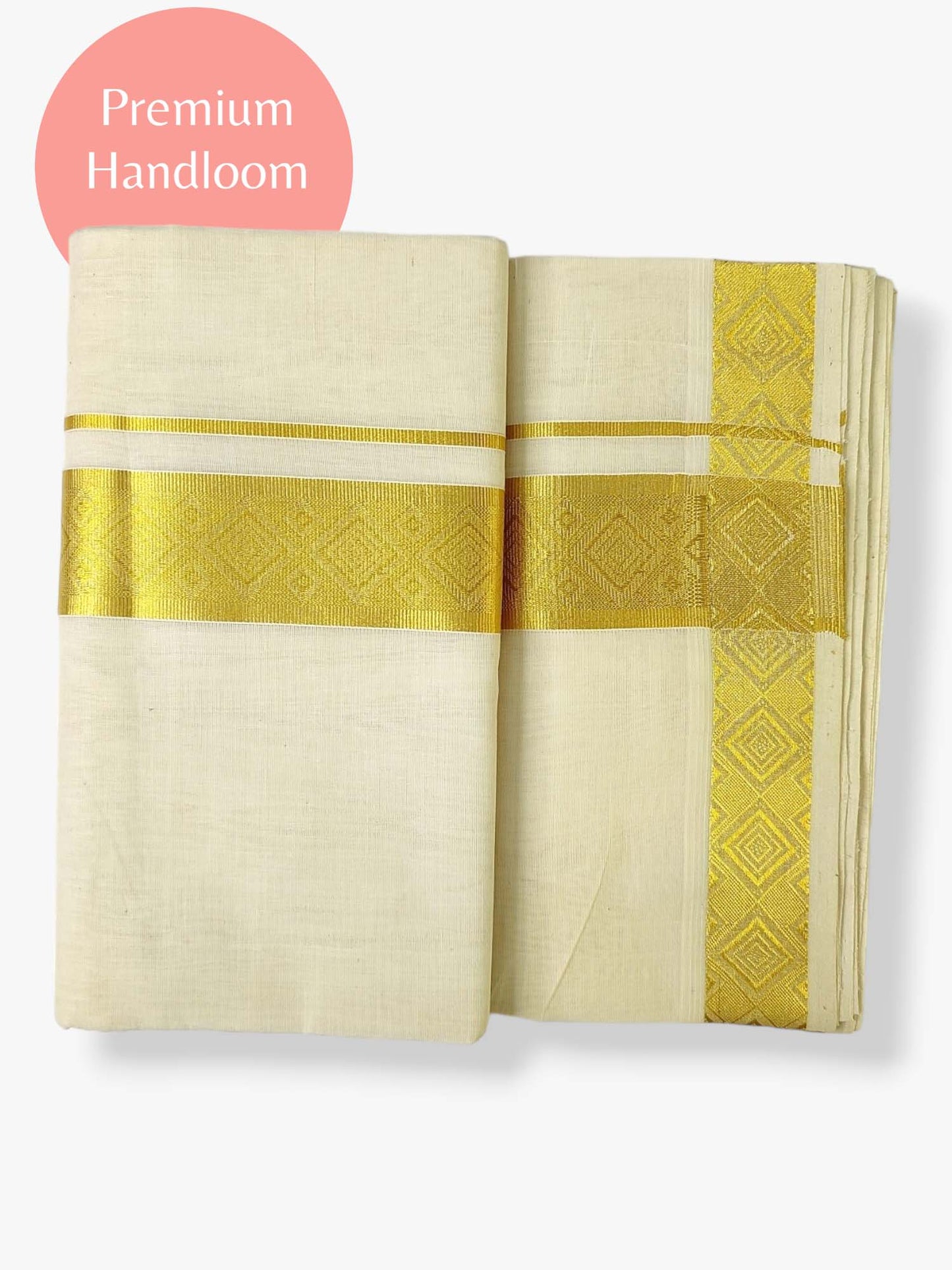 Premium Wedding Handloom Balaramapuram Unaakupaavu Kasavu Mundu for Men