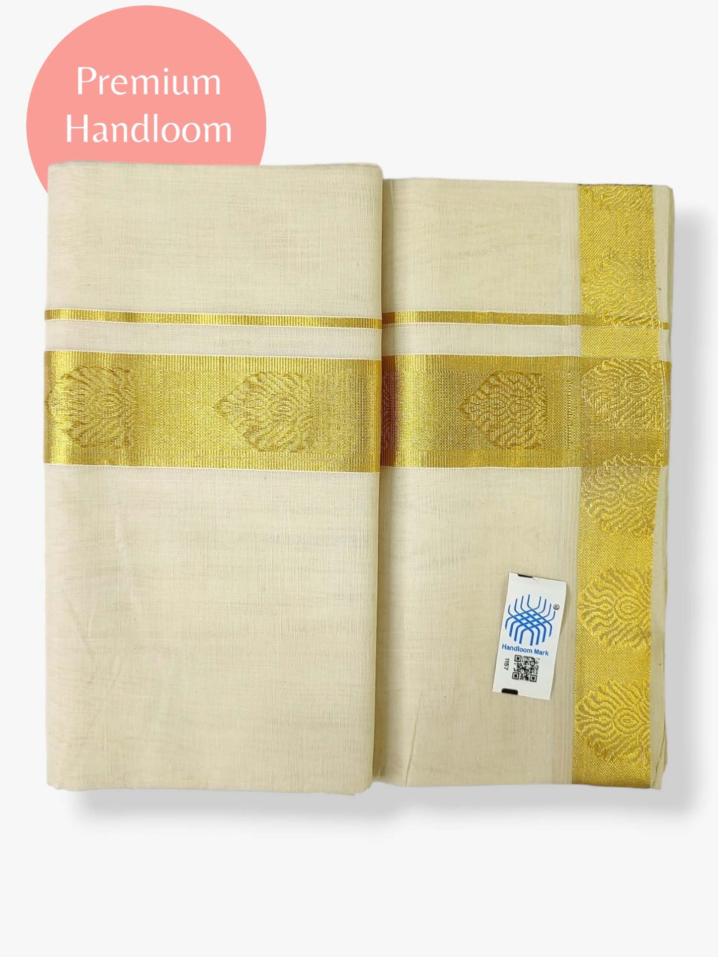 Premium Wedding Handloom Balaramapuram Unaakupaavu Kasavu Mundu for Men