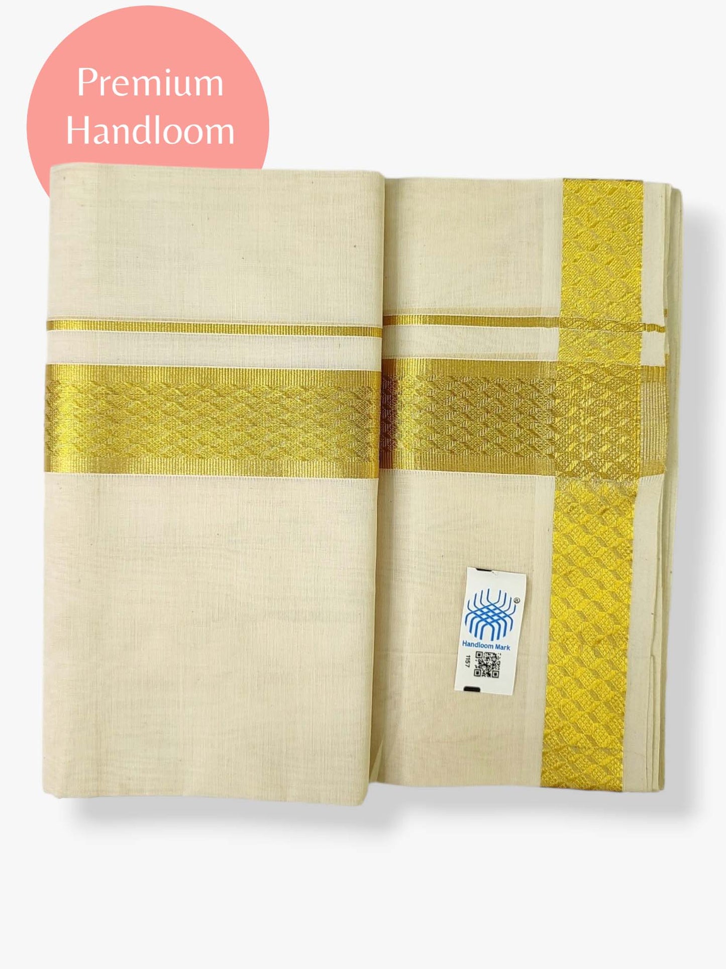 Premium Wedding Handloom Balaramapuram Unaakupaavu Kasavu Mundu for Men