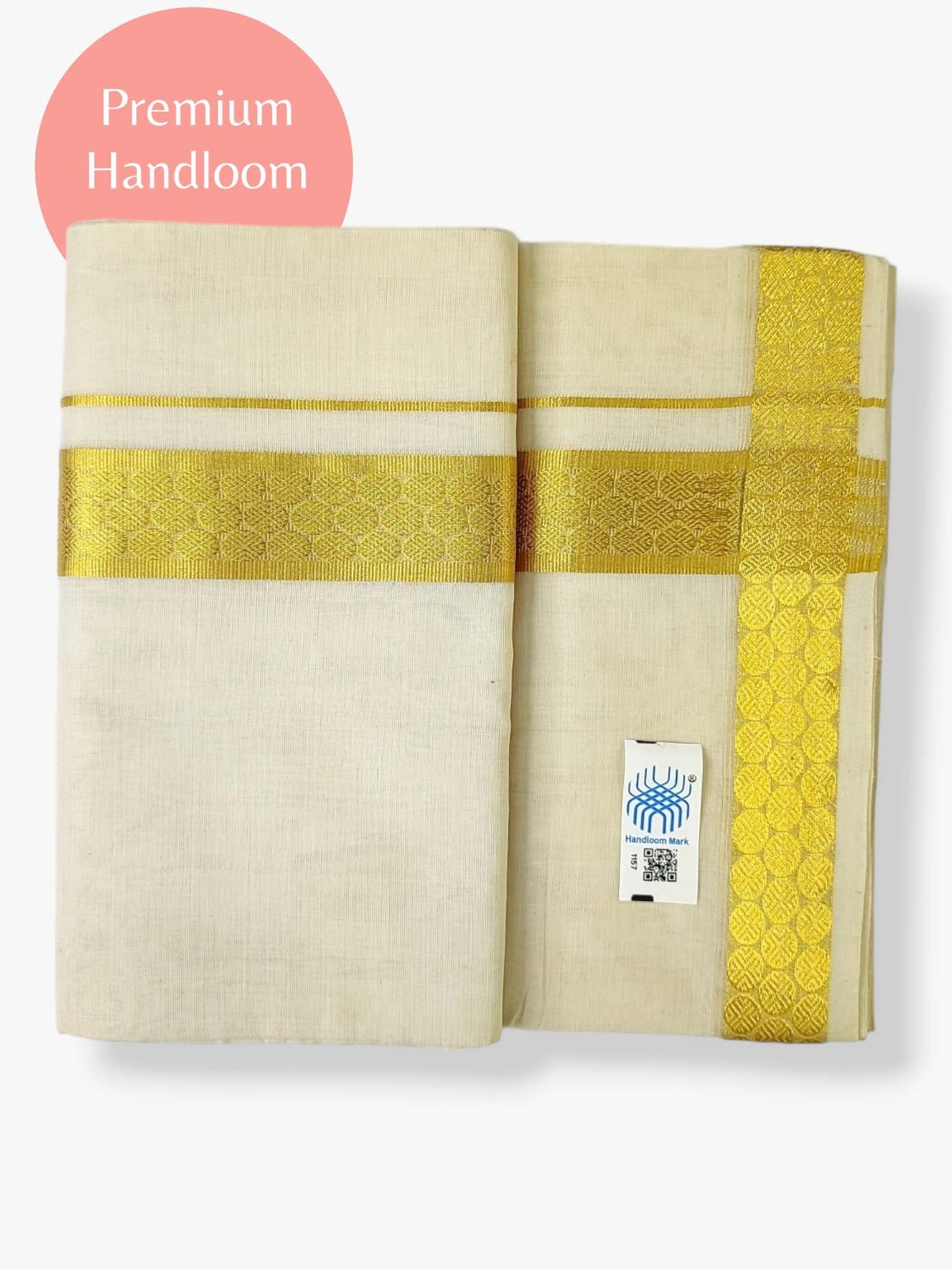 Premium Wedding Handloom Balaramapuram Unaakupaavu Kasavu Mundu for Men