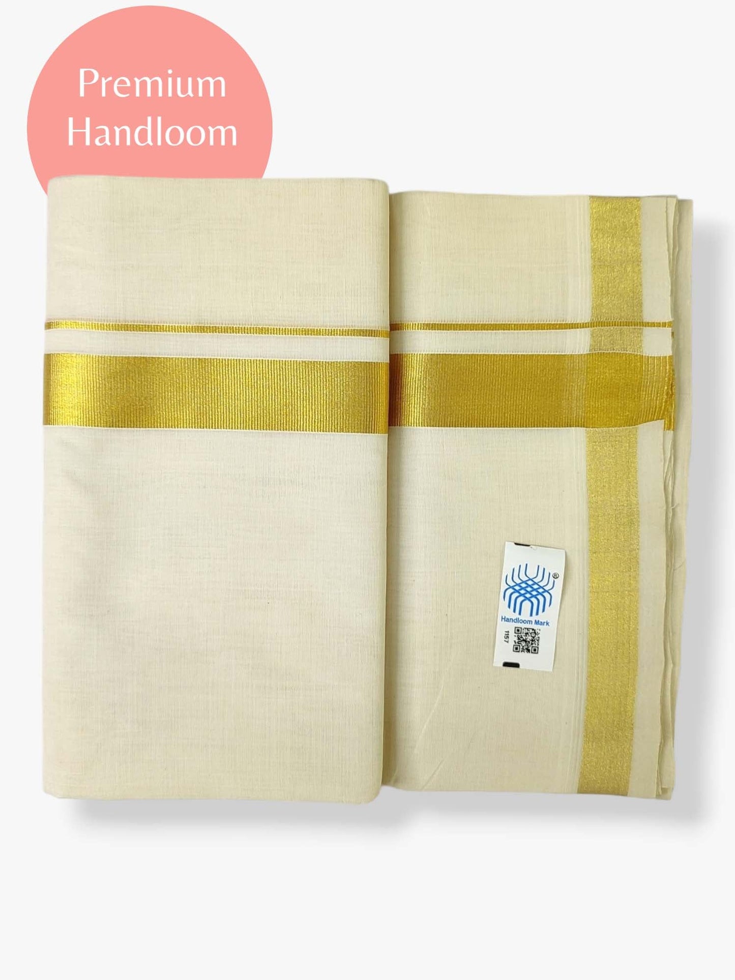 Premium Wedding Handloom Balaramapuram Unaakupaavu Kasavu Mundu for Men