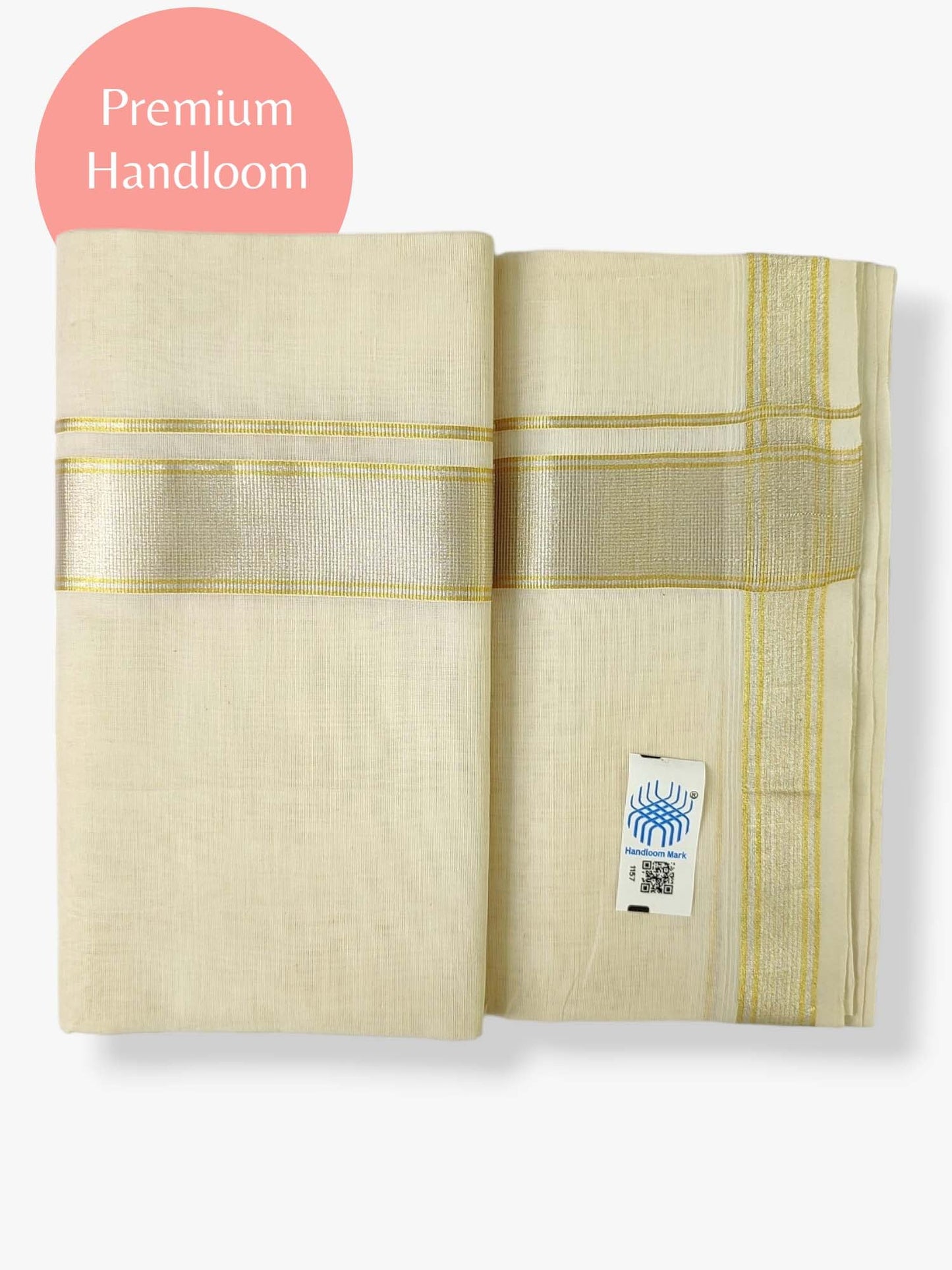 Premium Wedding Handloom Balaramapuram Unaakupaavu Kasavu Mundu for Men