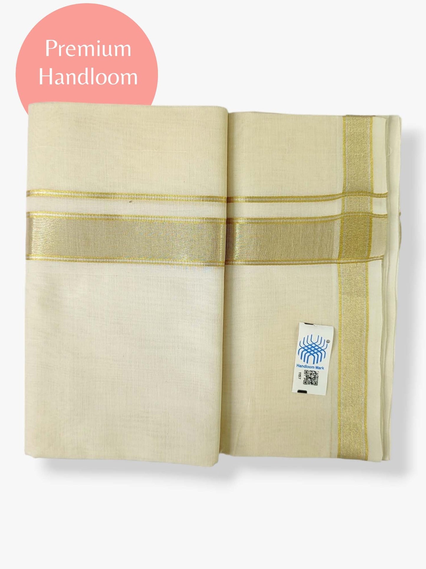 Premium Wedding Handloom Balaramapuram Unaakupaavu Kasavu Mundu for Men