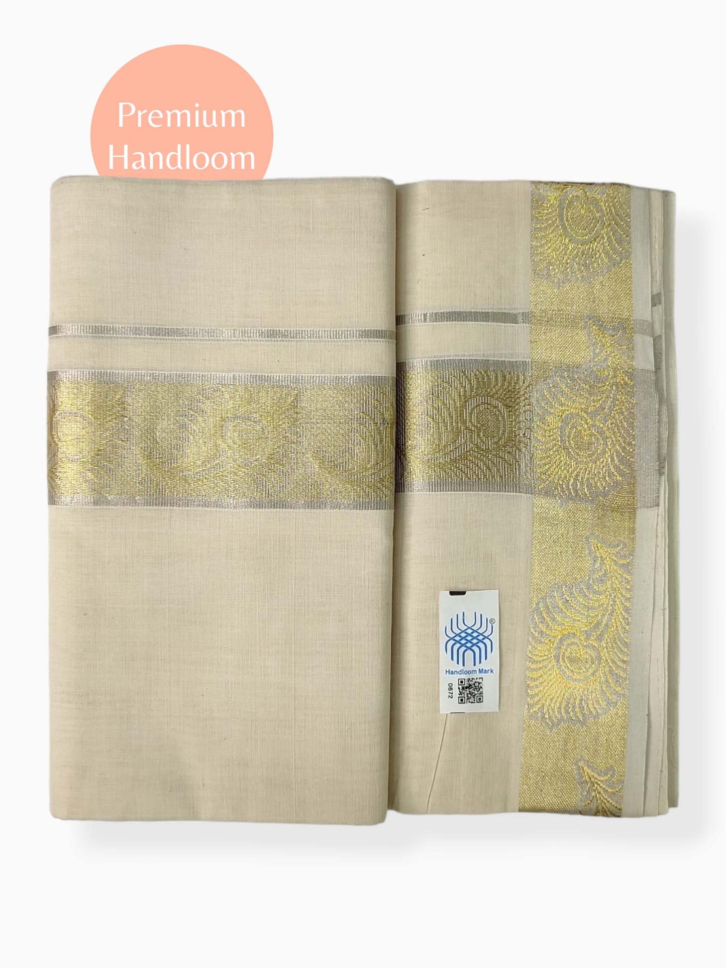 Premium Wedding Handloom Balaramapuram Unaakupaavu Kasavu Mundu for Men