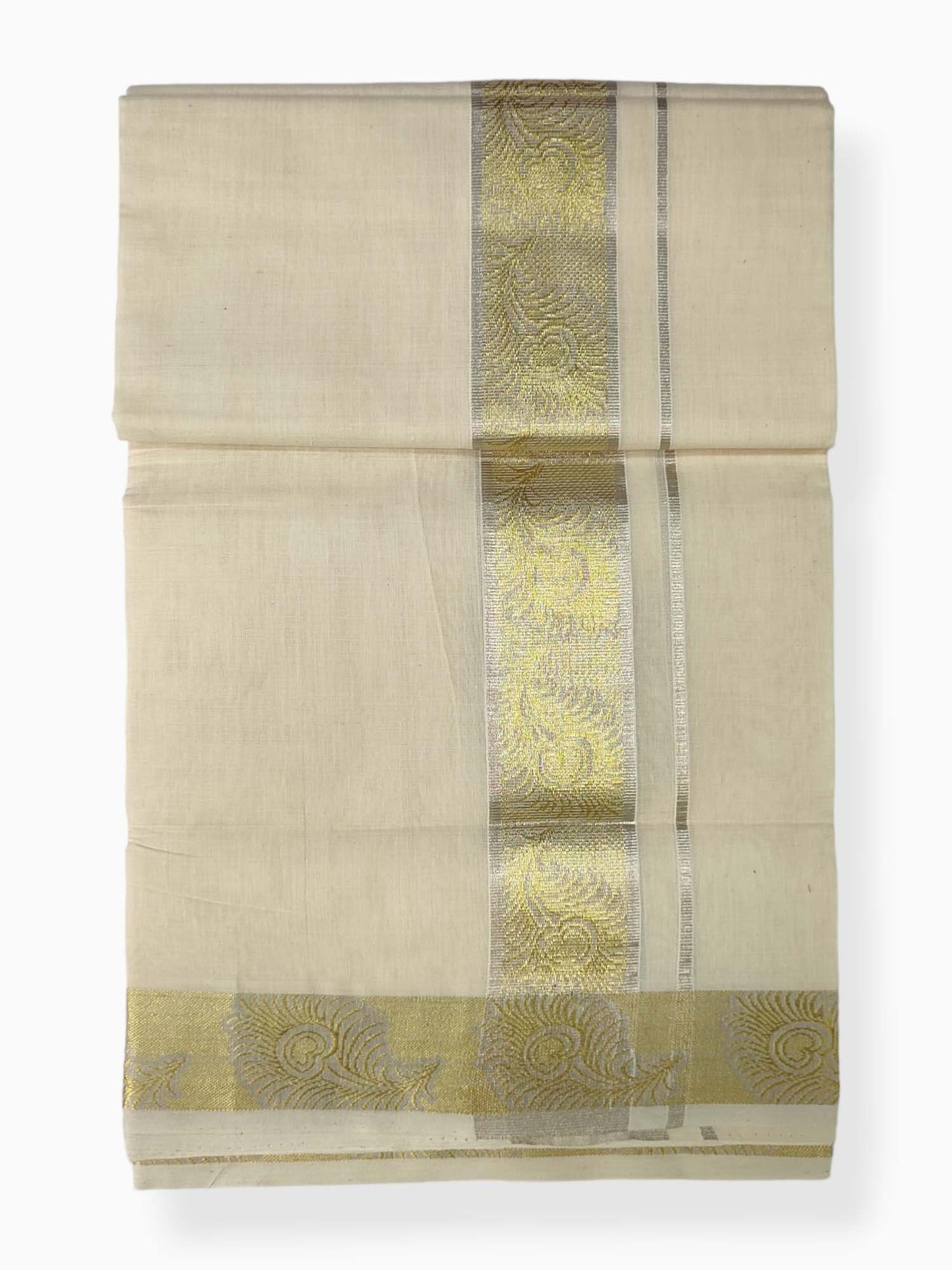 Premium Wedding Handloom Balaramapuram Unaakupaavu Kasavu Mundu for Men