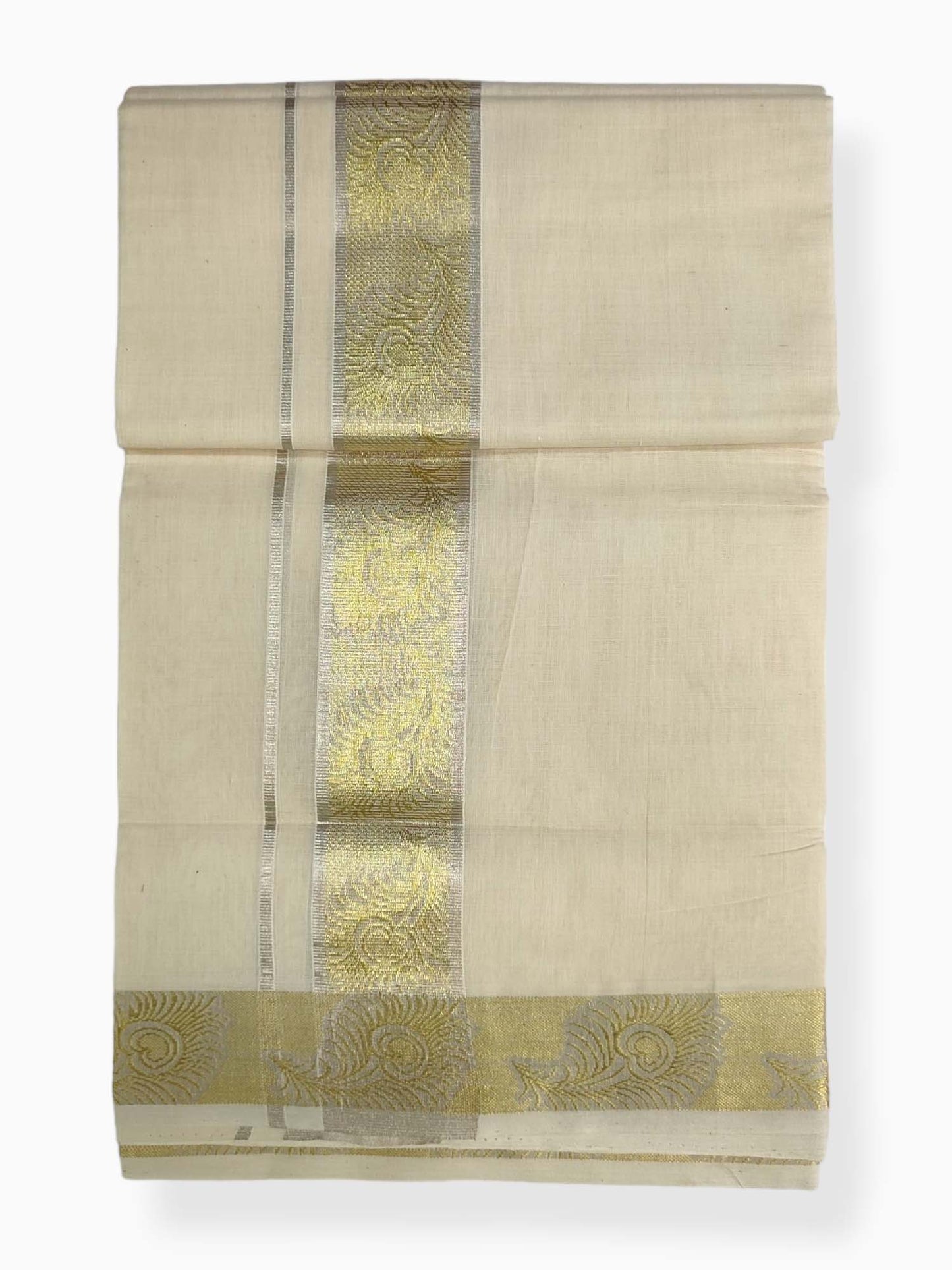 Premium Wedding Handloom Balaramapuram Unaakupaavu Kasavu Mundu for Men