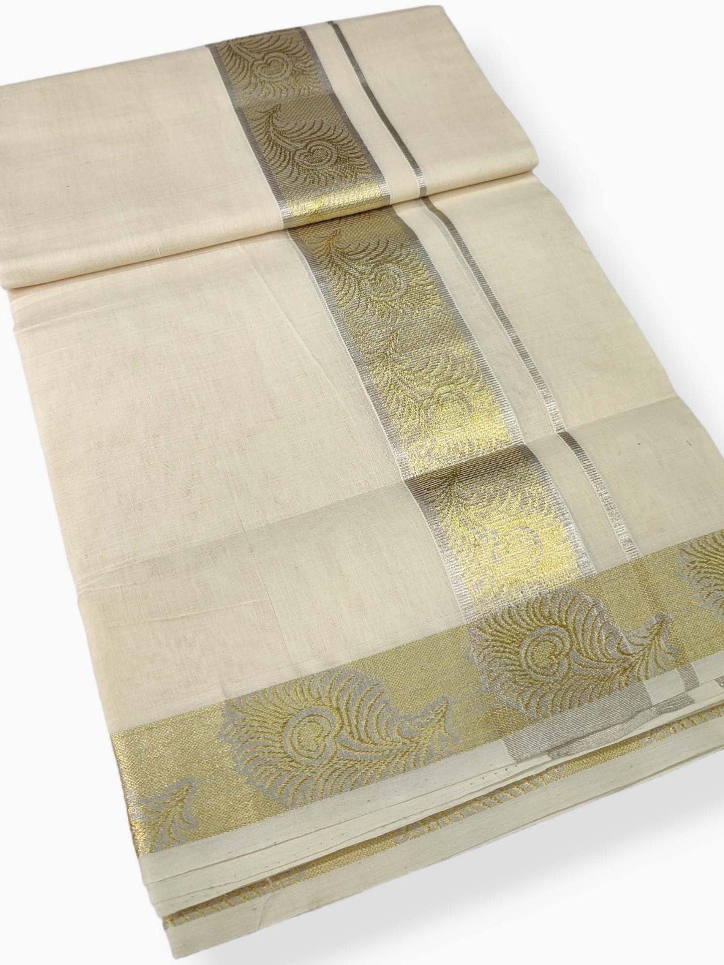 Premium Wedding Handloom Balaramapuram Unaakupaavu Kasavu Mundu for Men