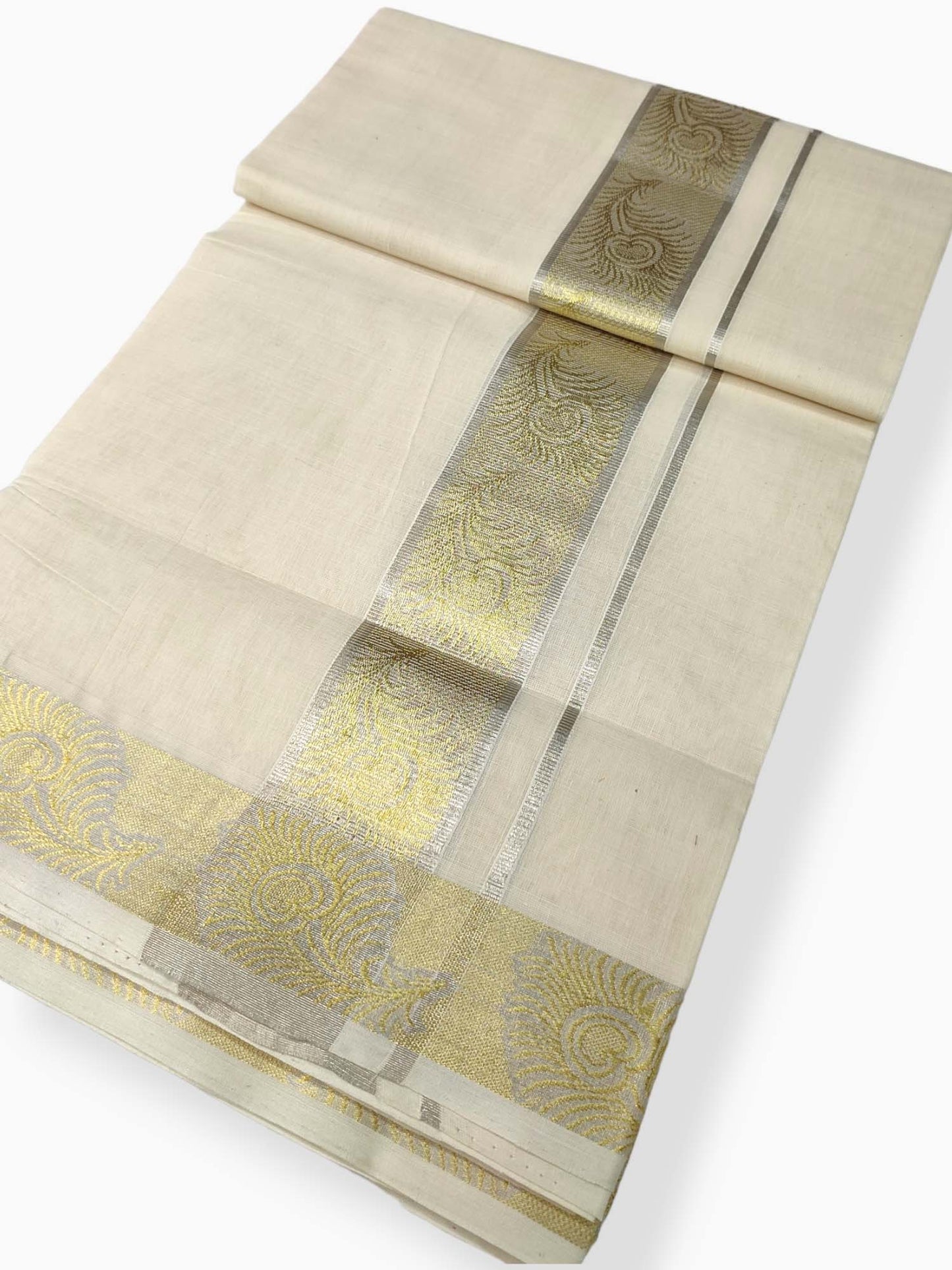 Premium Wedding Handloom Balaramapuram Unaakupaavu Kasavu Mundu for Men