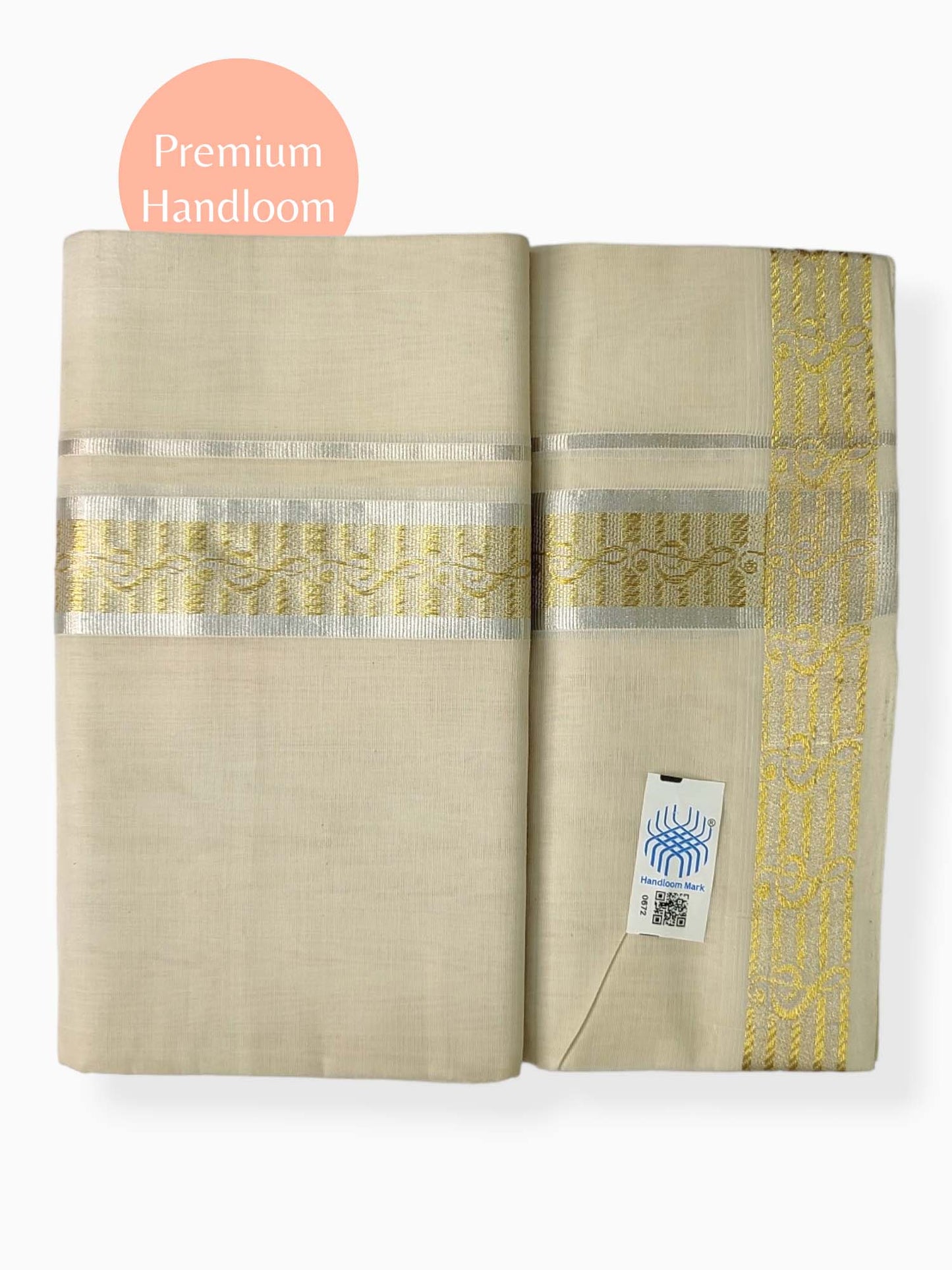 Premium Wedding Handloom Balaramapuram Unaakupaavu Kasavu Mundu for Men