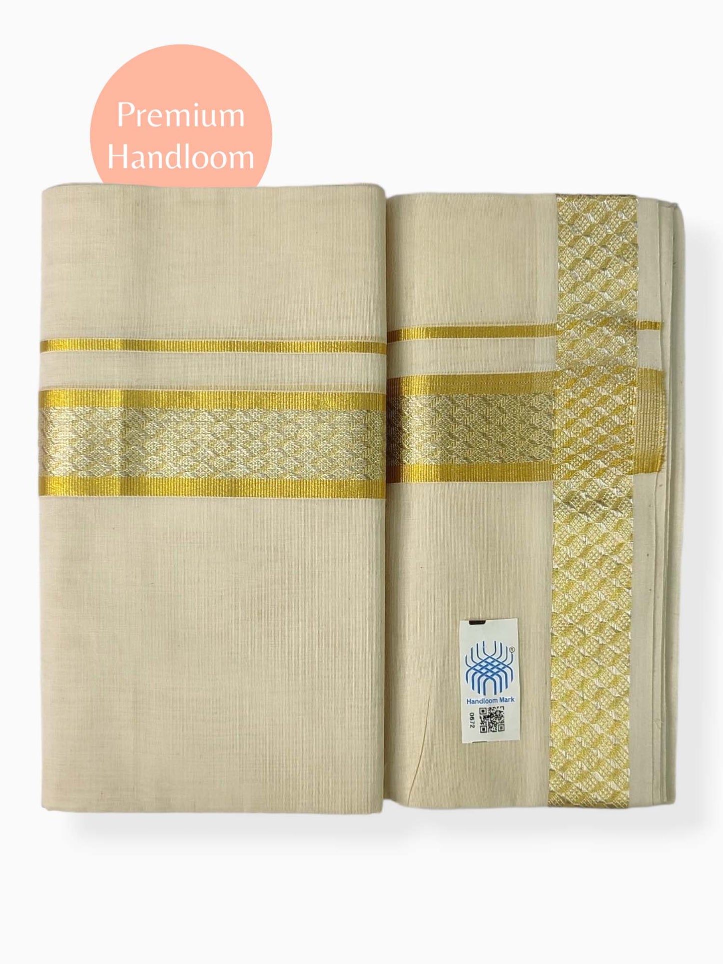 Premium Wedding Handloom Balaramapuram Unaakupaavu Kasavu Mundu for Men