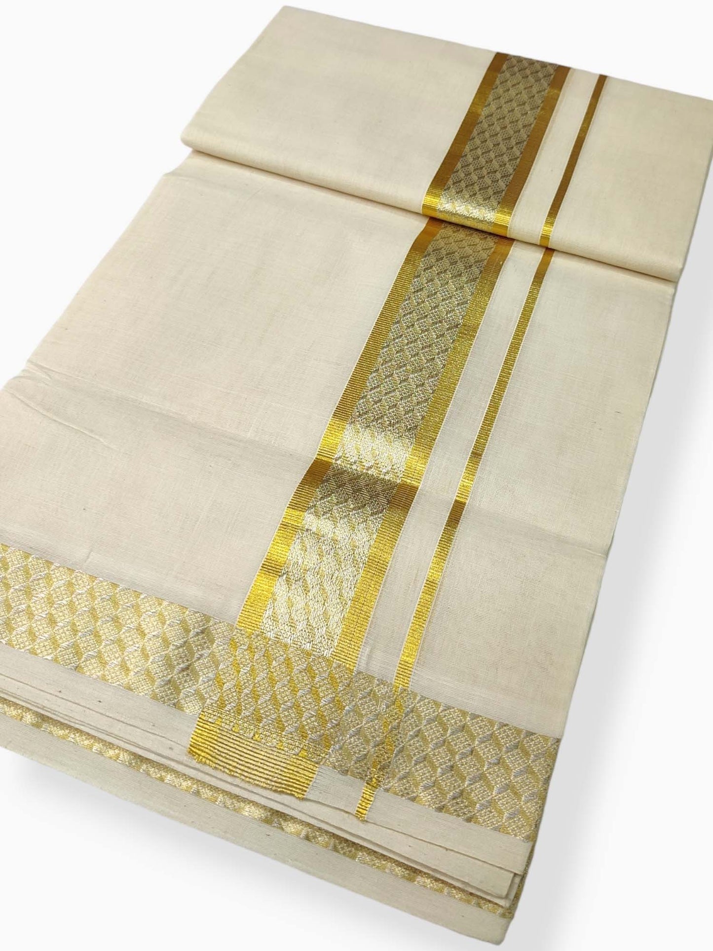 Premium Wedding Handloom Balaramapuram Unaakupaavu Kasavu Mundu for Men