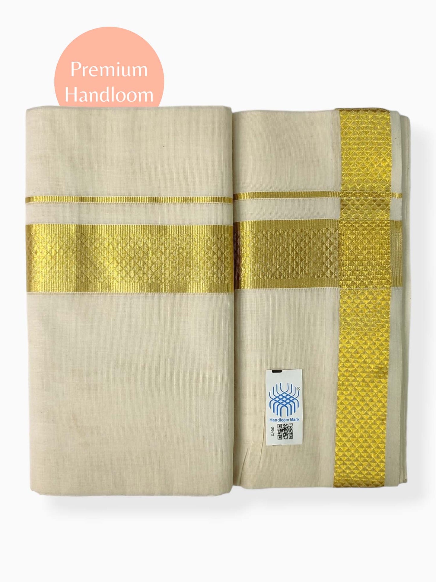 Premium Wedding Handloom Balaramapuram Unaakupaavu Kasavu Mundu for Men