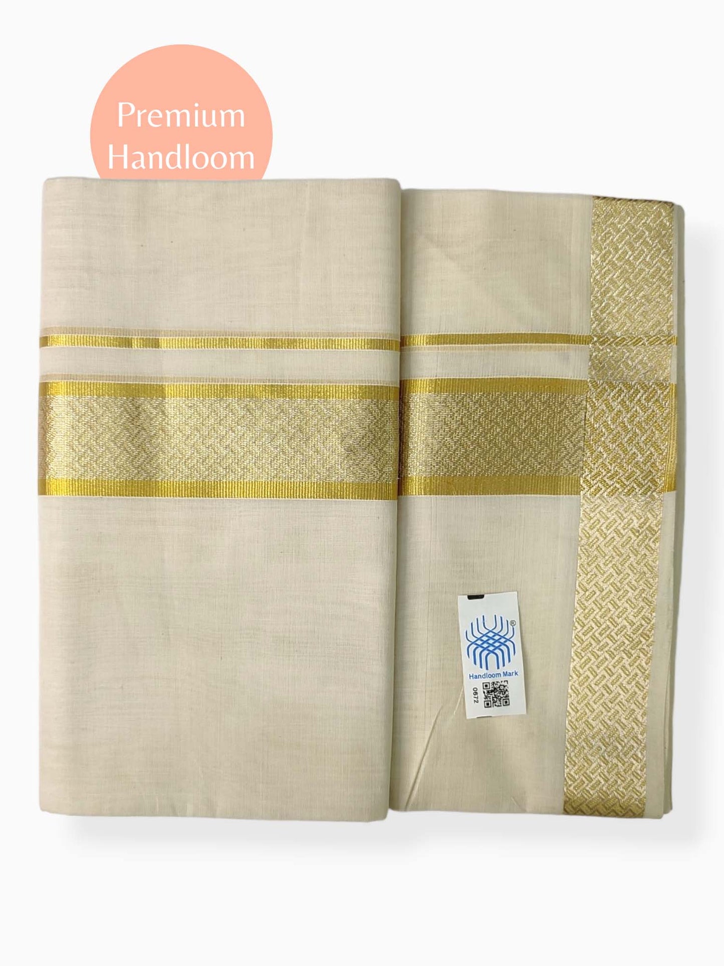 Premium Wedding Handloom Balaramapuram Unaakupaavu Kasavu Mundu for Men