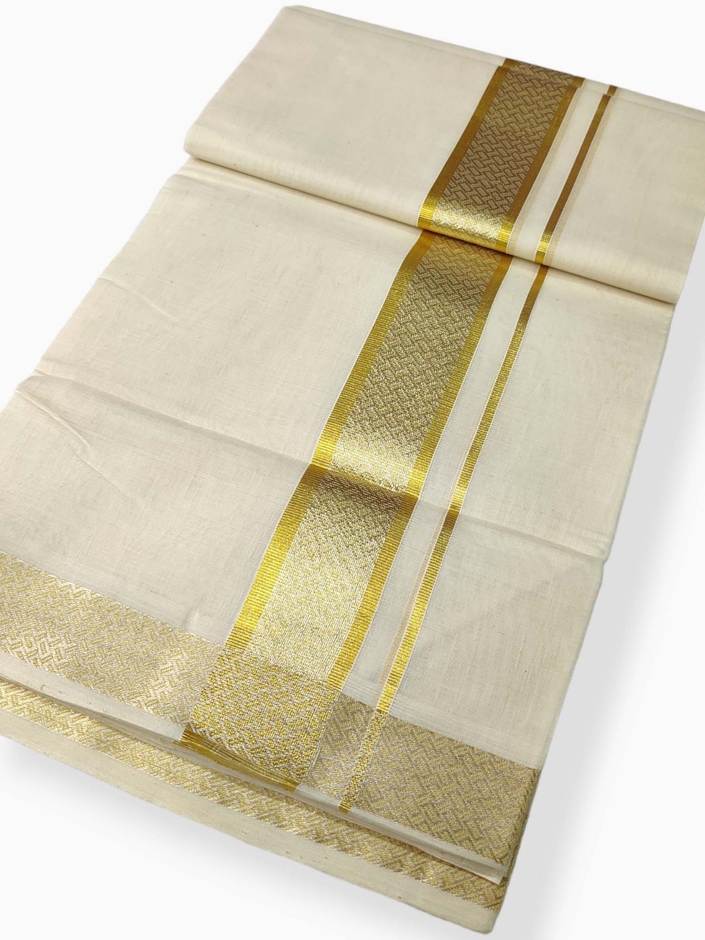 Premium Wedding Handloom Balaramapuram Unaakupaavu Kasavu Mundu for Men