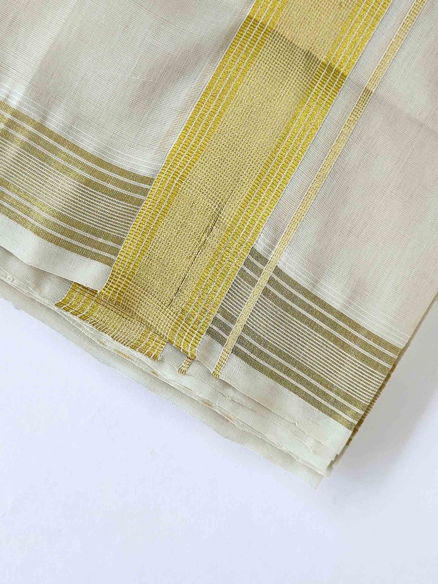 Premium Wedding Handloom Kasavu Mundu for Men