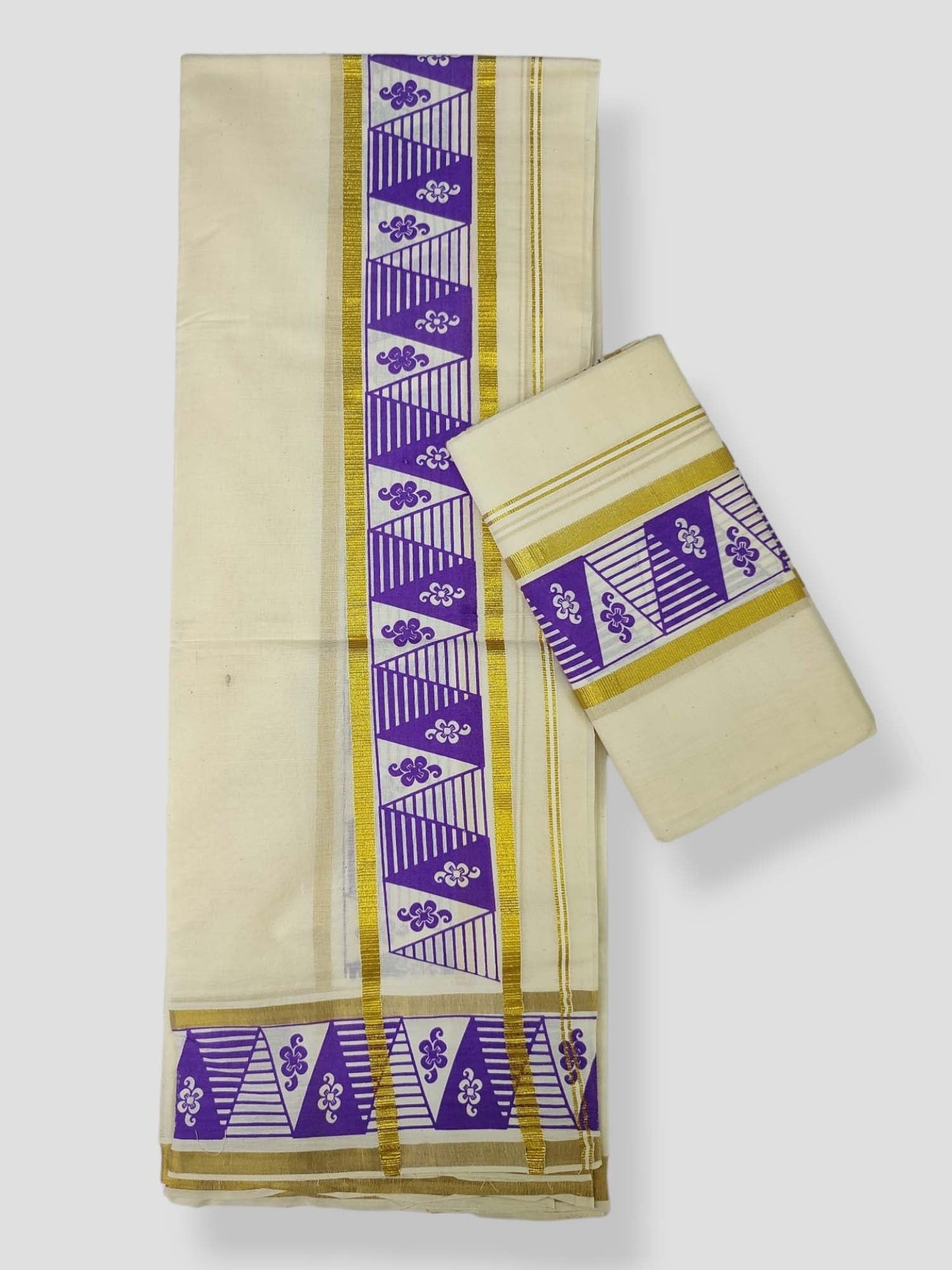 Kerala Single Printed Set Mundu Neriyathum