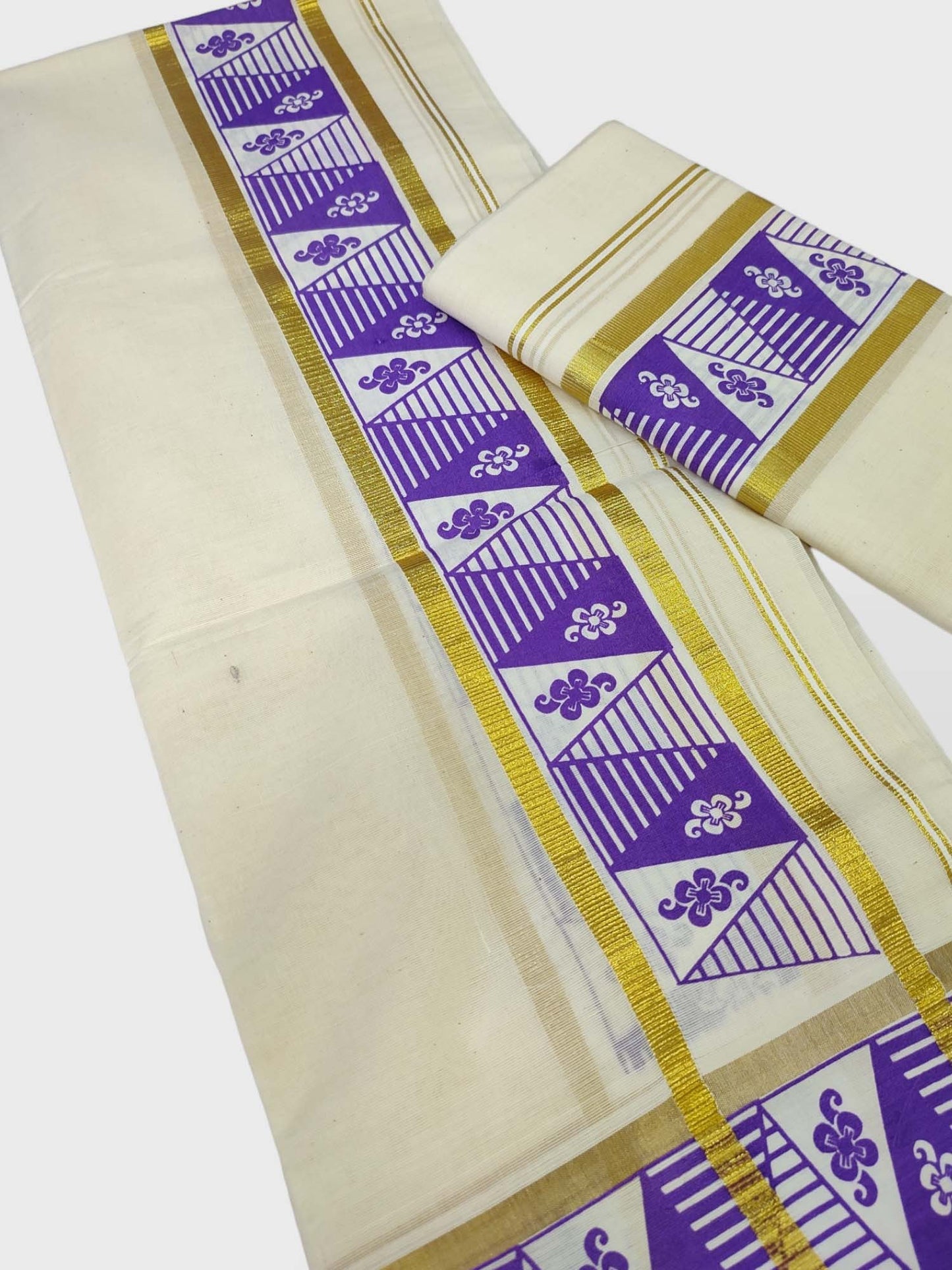 Kerala Single Printed Set Mundu Neriyathum