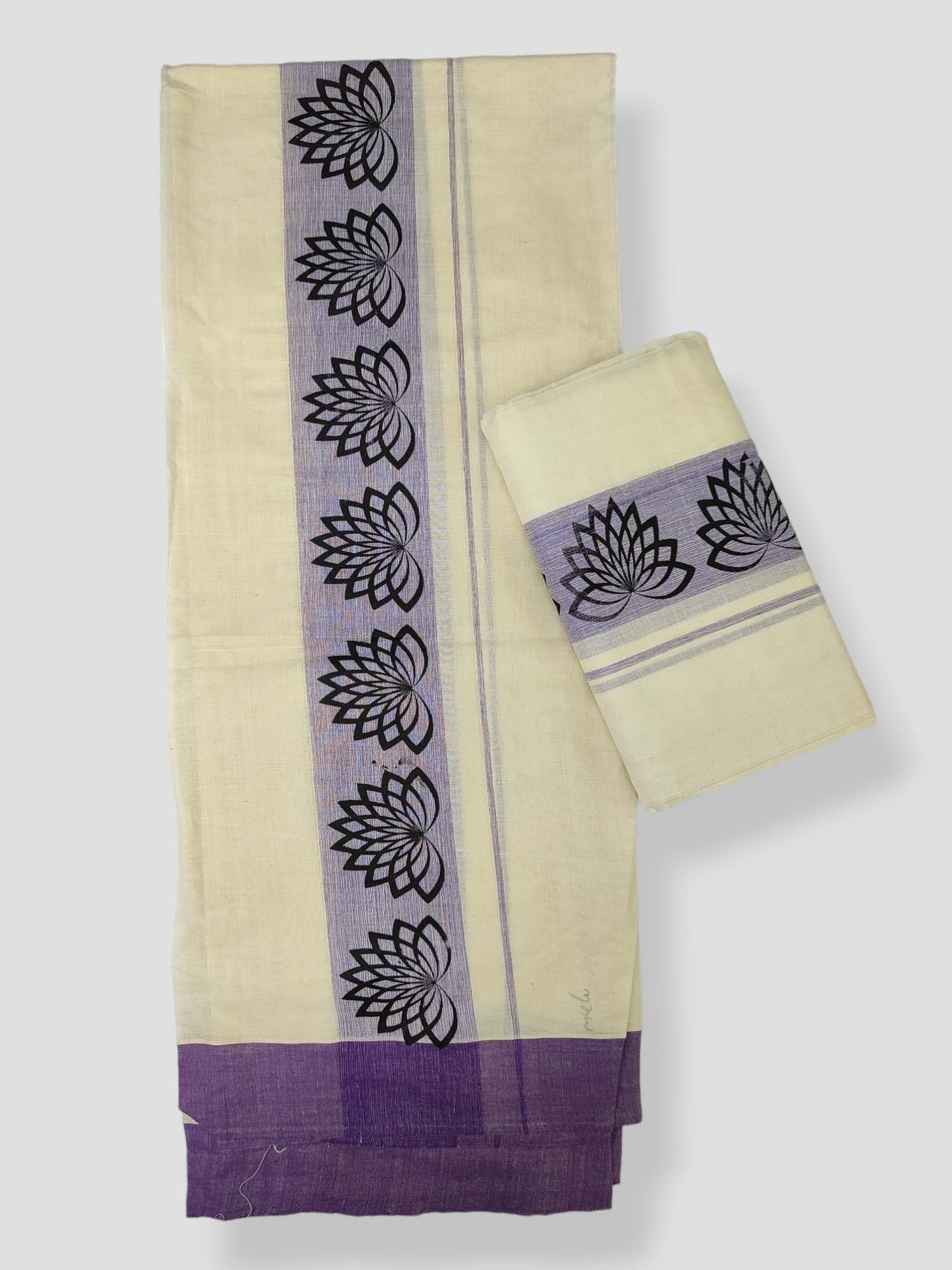Kerala Single Printed Set Mundu Neriyathum