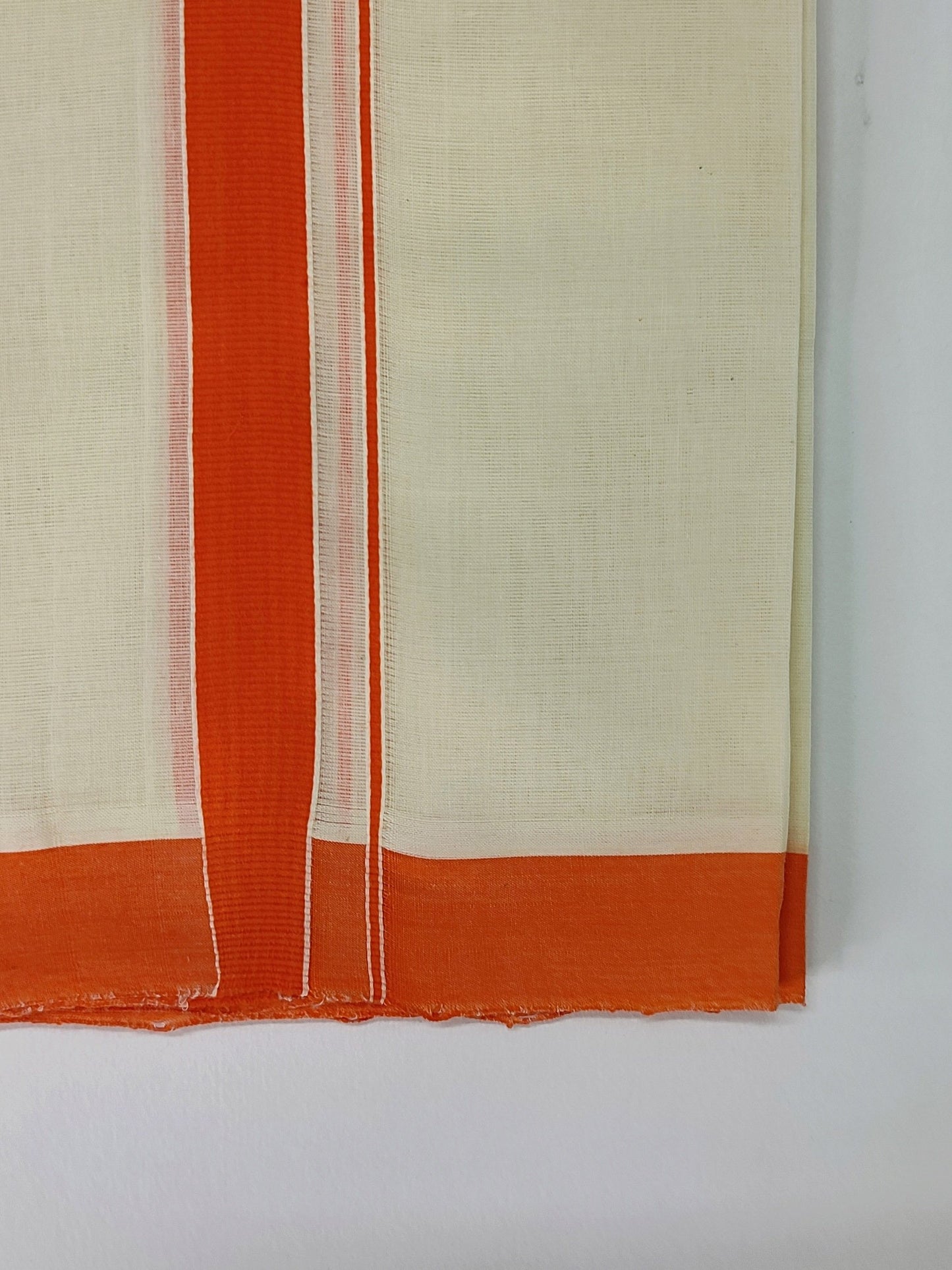 Kerala Handloom Mundu/Dhoti Pure Cotton with Orange Border