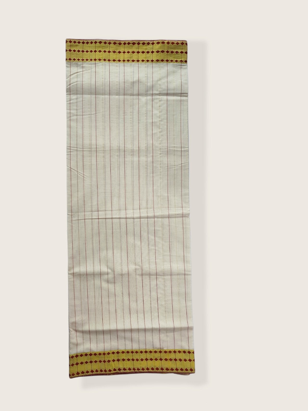 Kerala Kasavu Saree Premium Balaramapuram Handloom with Dark Red Desgin with Line Body