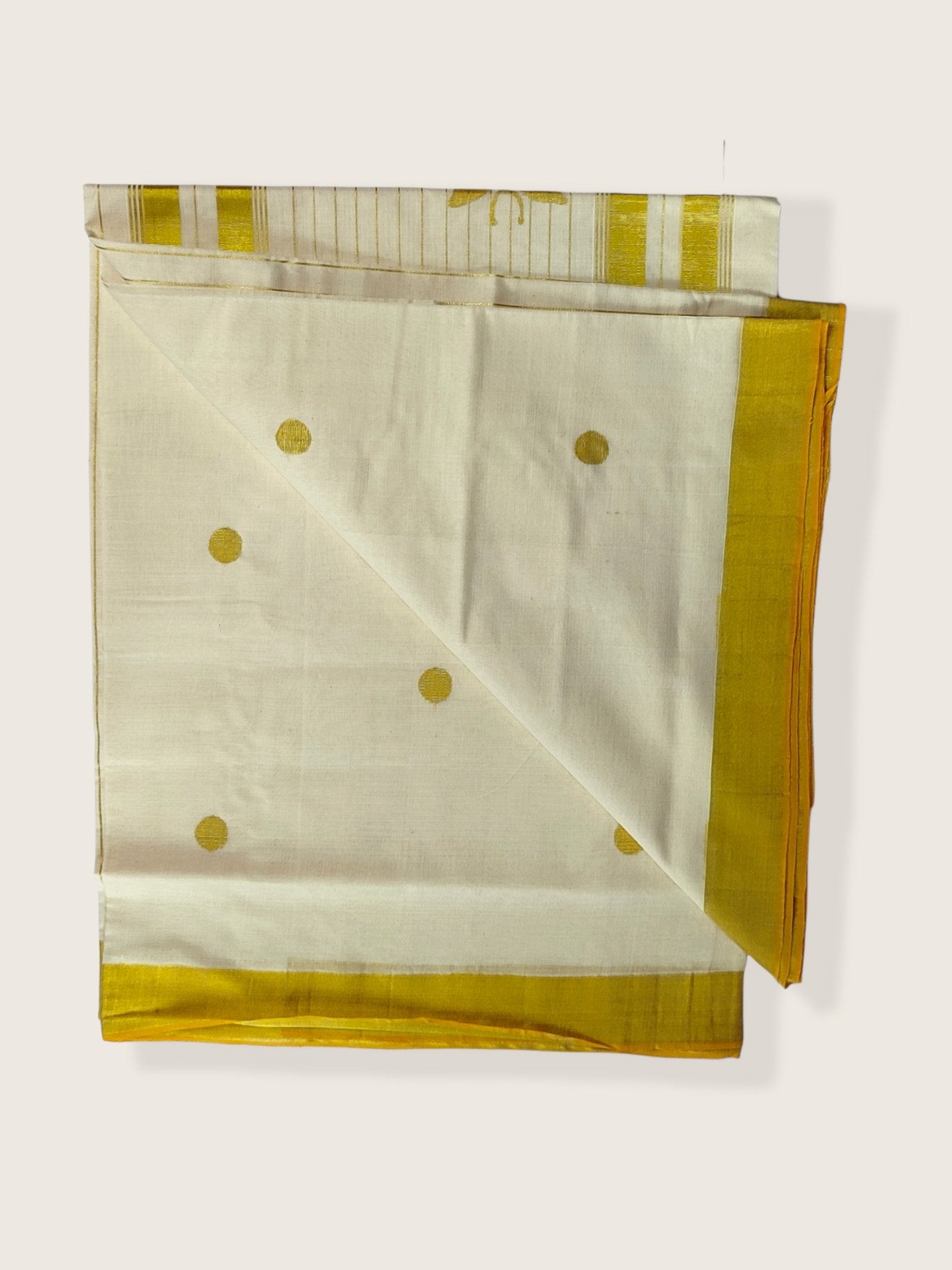 Kerala Kasavu Saree Premium Balaramapuram Handloom with Handwoven Butterfly Motiff