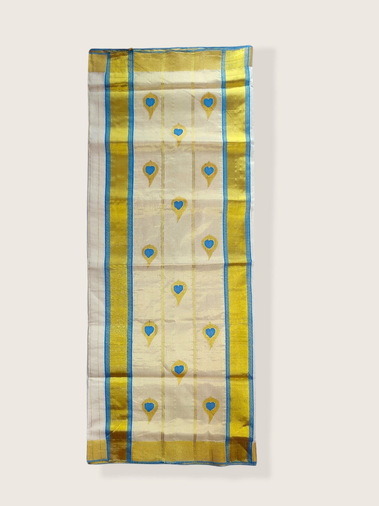 Kerala Kasavu Saree Premium Balaramapuram Handloom with Handwoven Leaf Motiff