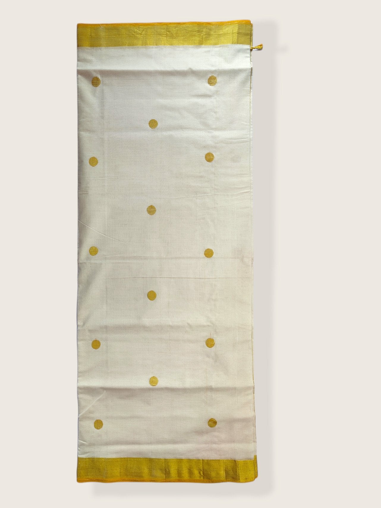 Kerala Kasavu Saree Premium Balaramapuram Handloom with Handwoven Lotus Motiff