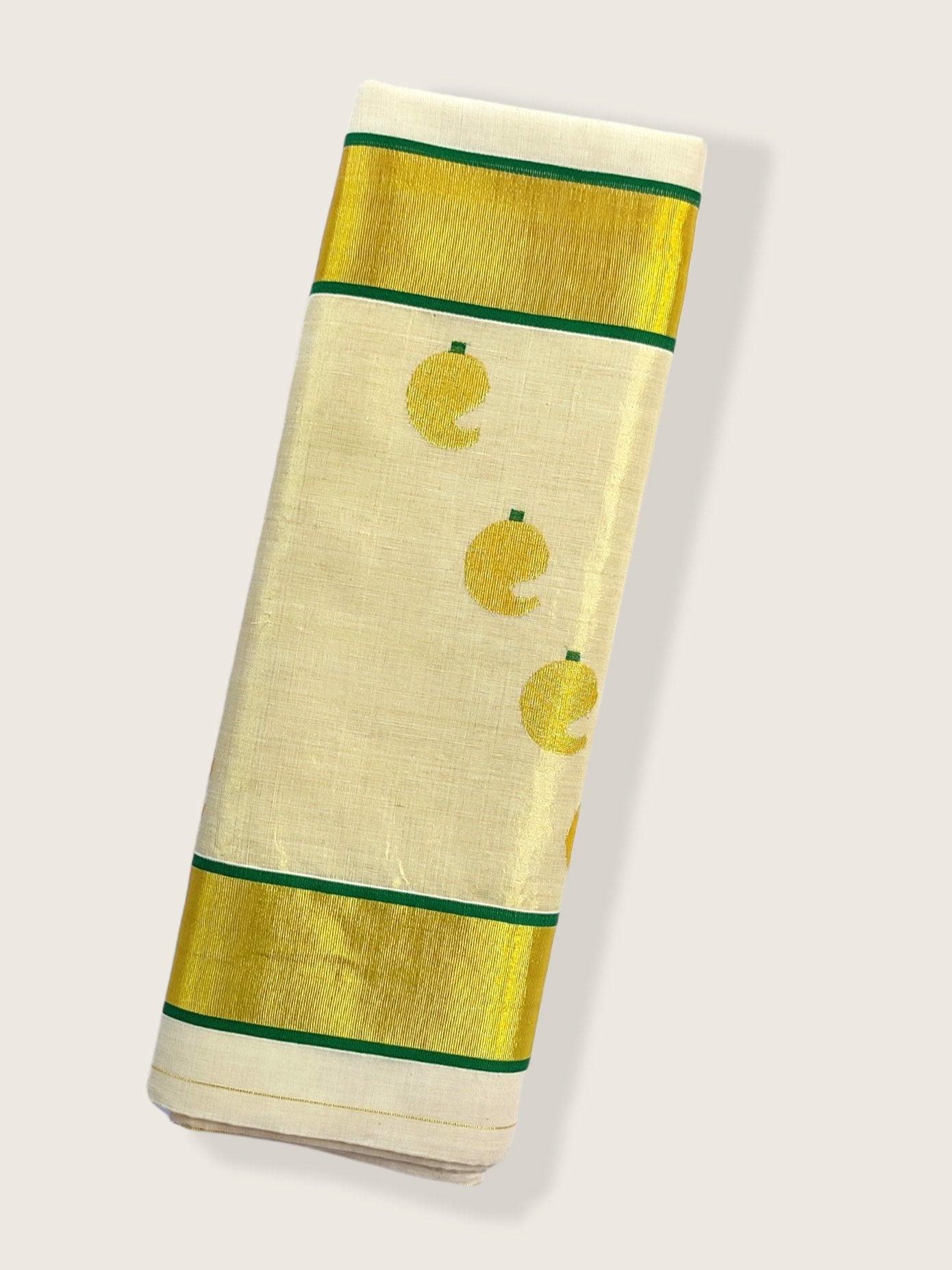 Kerala Kasavu Saree Premium Balaramapuram Handloom with Mango Motif