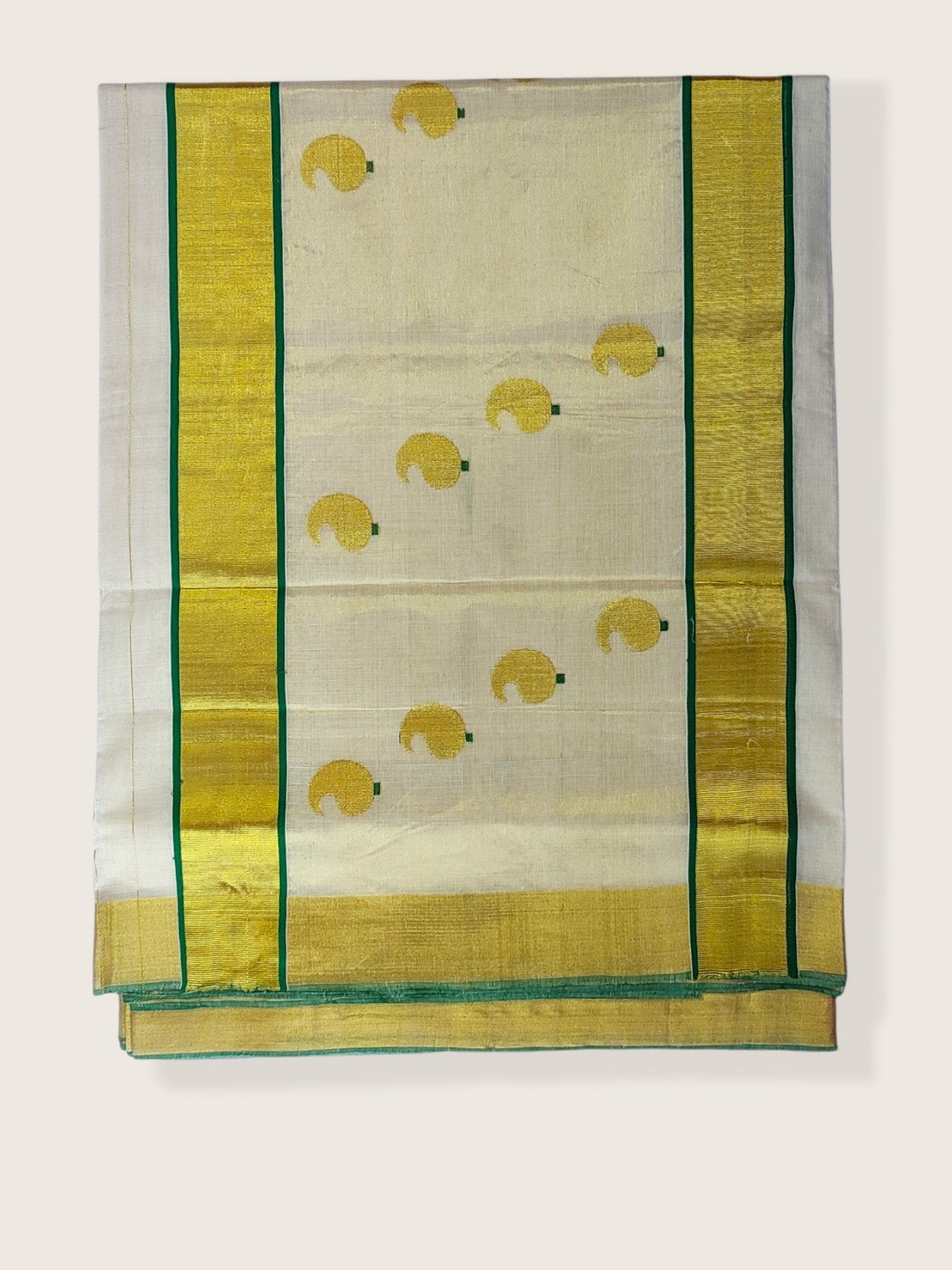 Kerala Kasavu Saree Premium Balaramapuram Handloom with Mango Motif