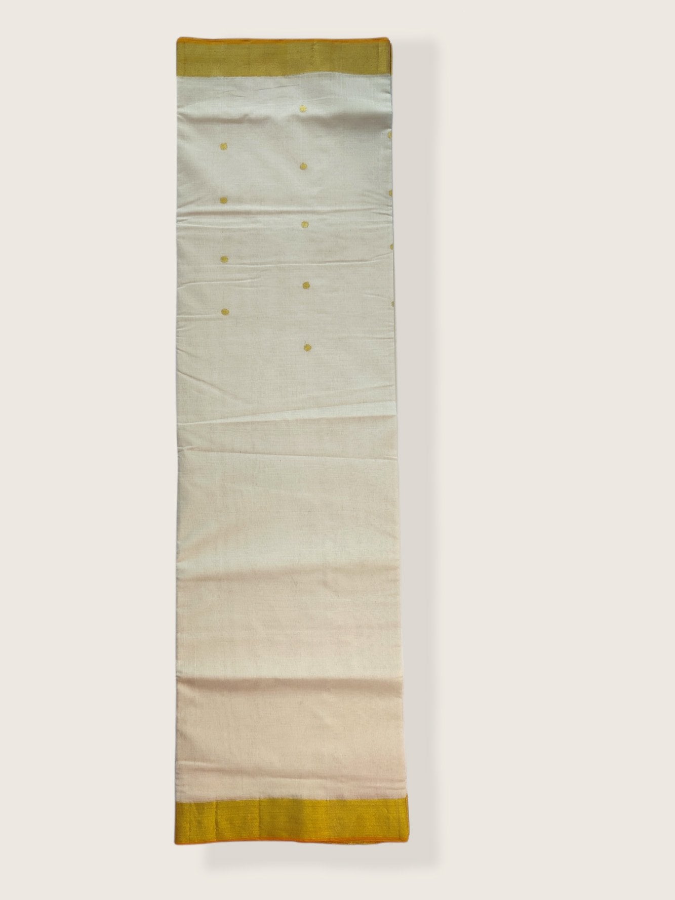 Kerala Kasavu Saree Premium Balaramapuram Handloom with Round Motif