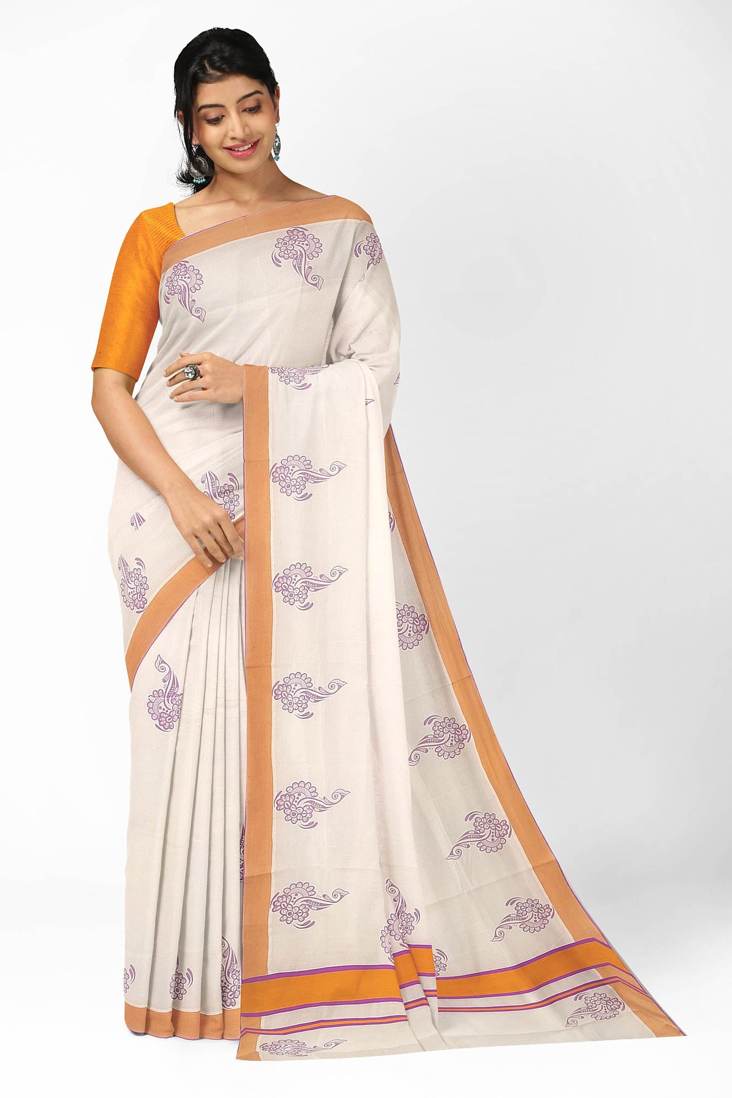 Pure cotton printed kerala saree
