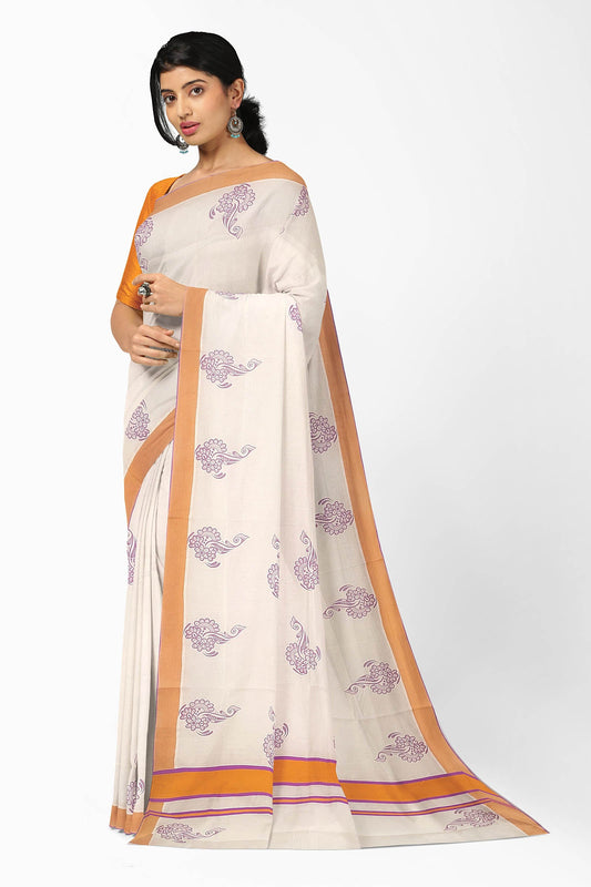 Pure cotton printed kerala saree