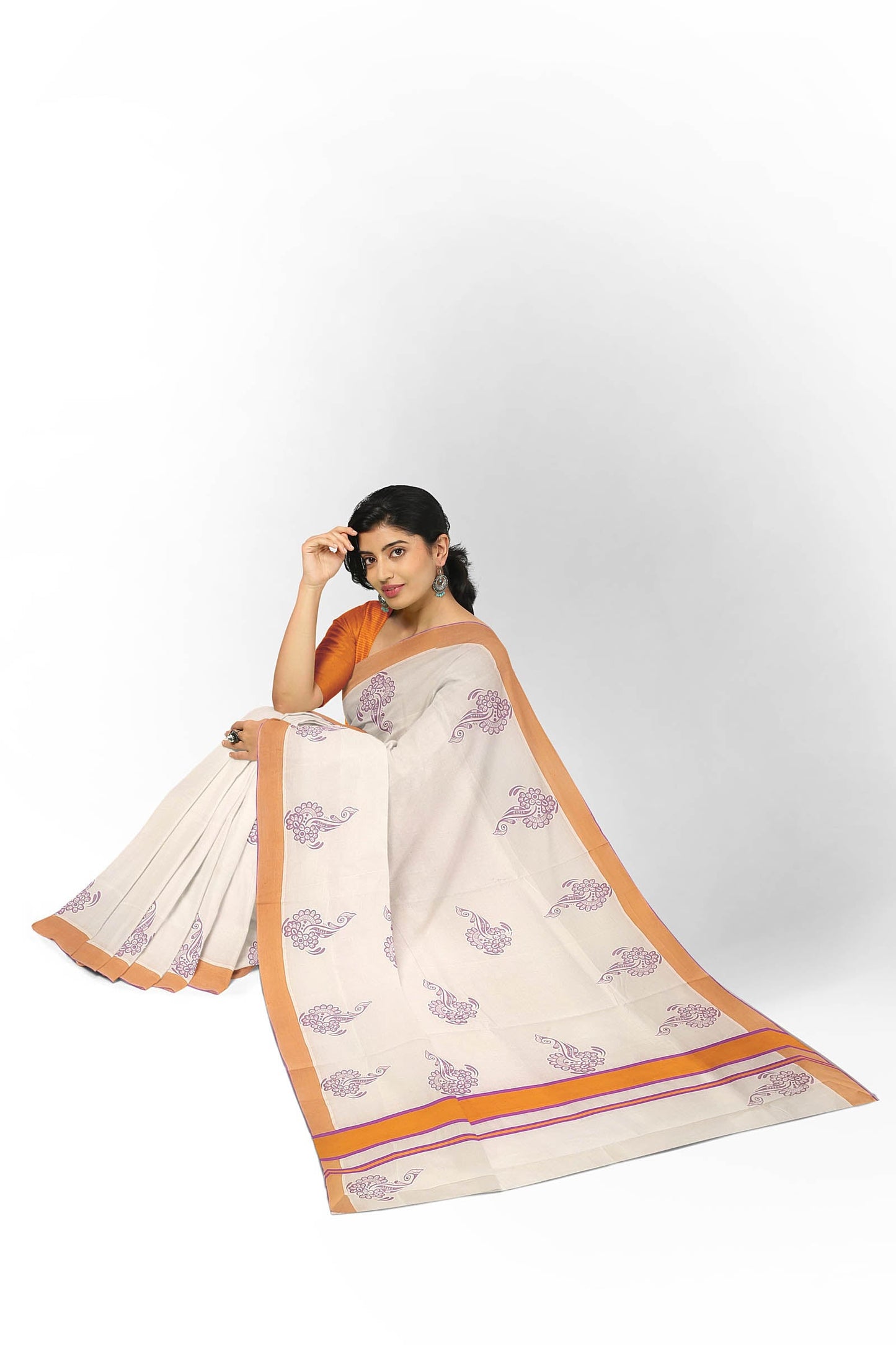 Pure cotton printed kerala saree