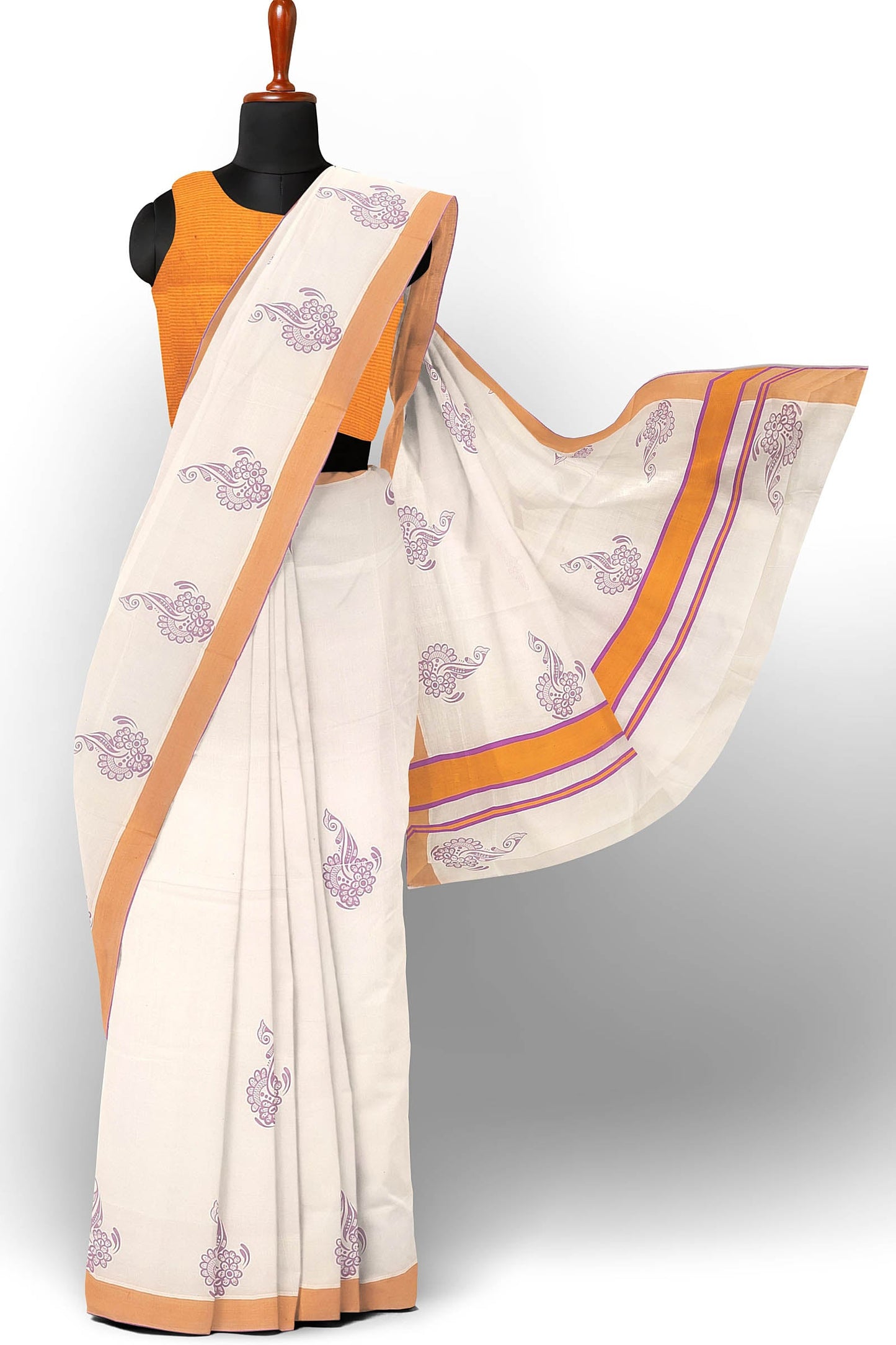 Pure cotton printed kerala saree