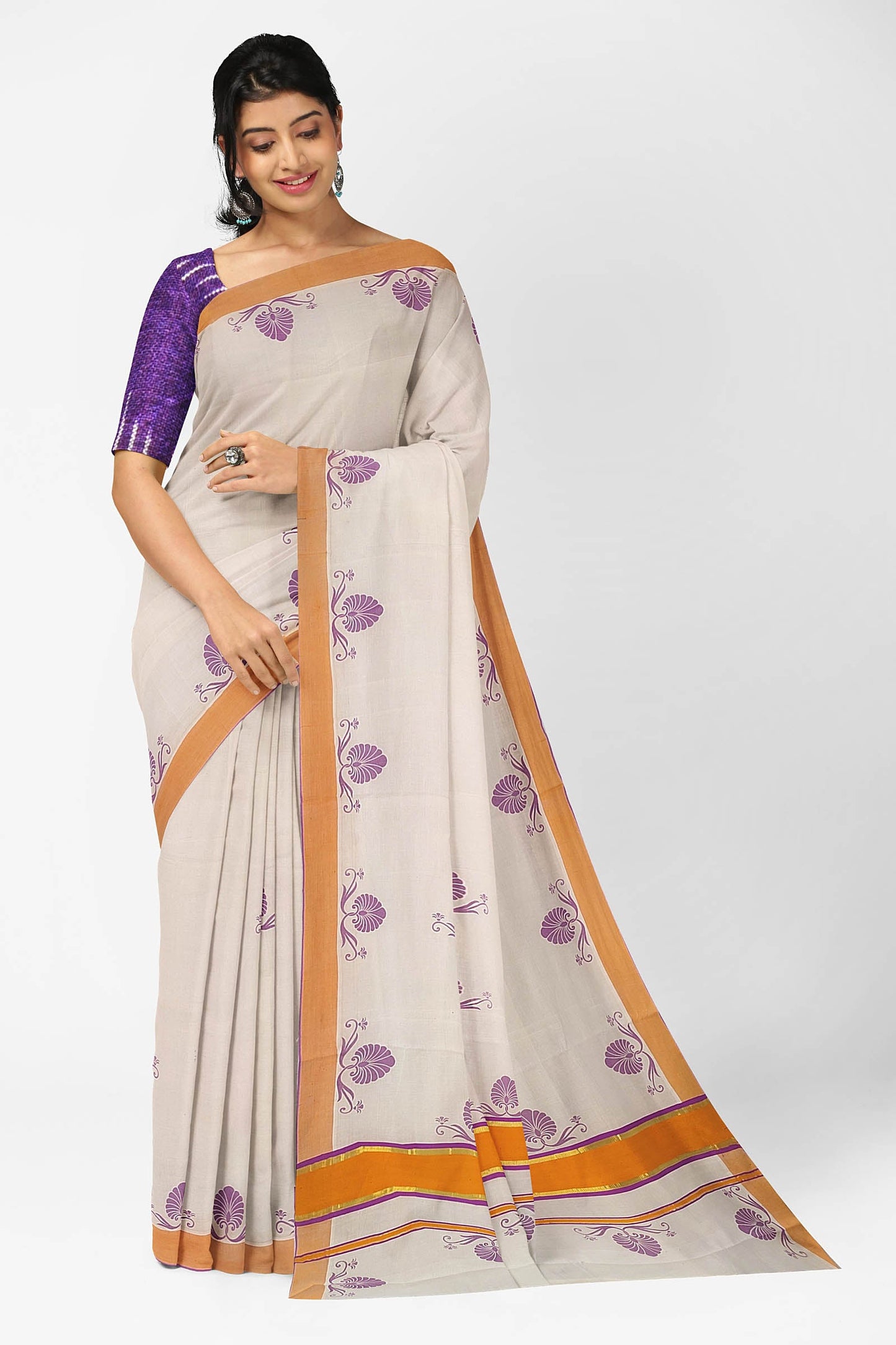 Pure cotton printed kerala saree