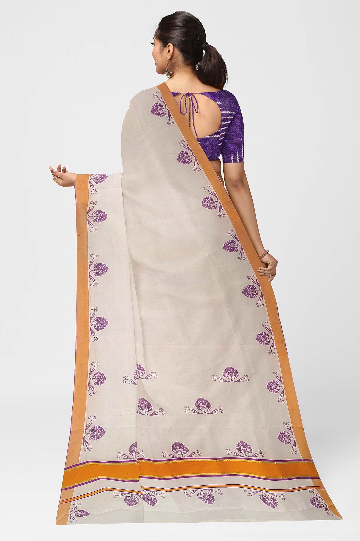 Pure cotton printed kerala saree
