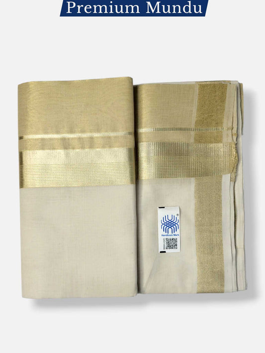 Premium Wedding Handloom Balaramapuram Unaakupaavu Kasavu Mundu for Men