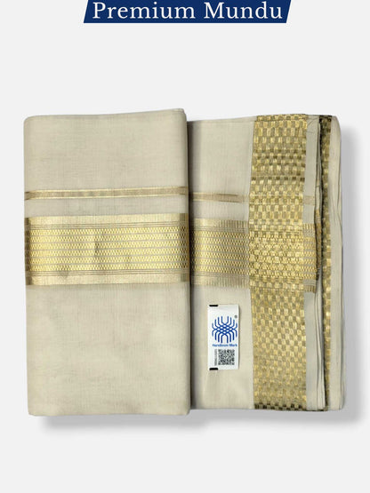 Premium Wedding Handloom Balaramapuram Unaakupaavu Kasavu Mundu for Men