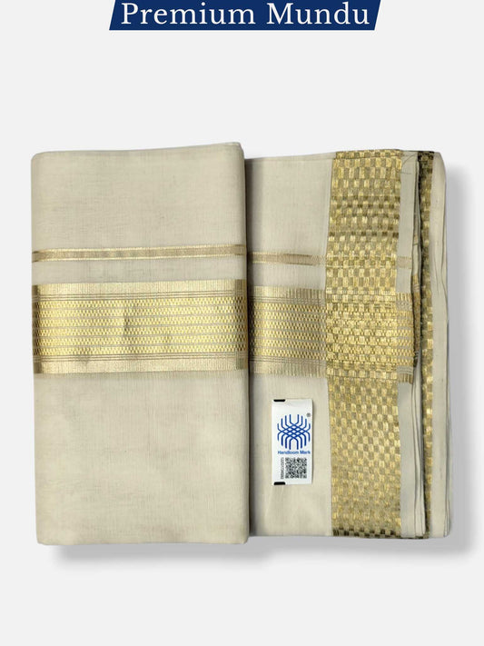 Premium Wedding Handloom Balaramapuram Unaakupaavu Kasavu Mundu for Men
