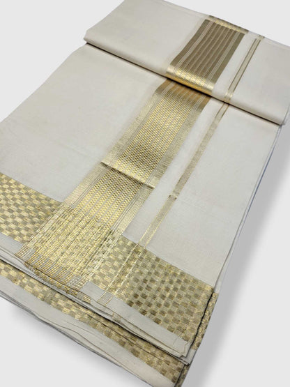 Premium Wedding Handloom Balaramapuram Unaakupaavu Kasavu Mundu for Men