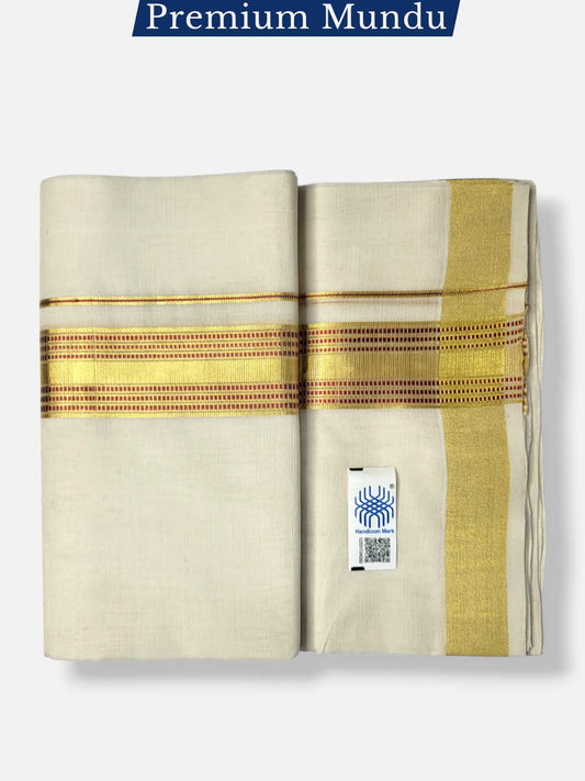 Premium Wedding Handloom Balaramapuram Unaakupaavu Kasavu Mundu for Men